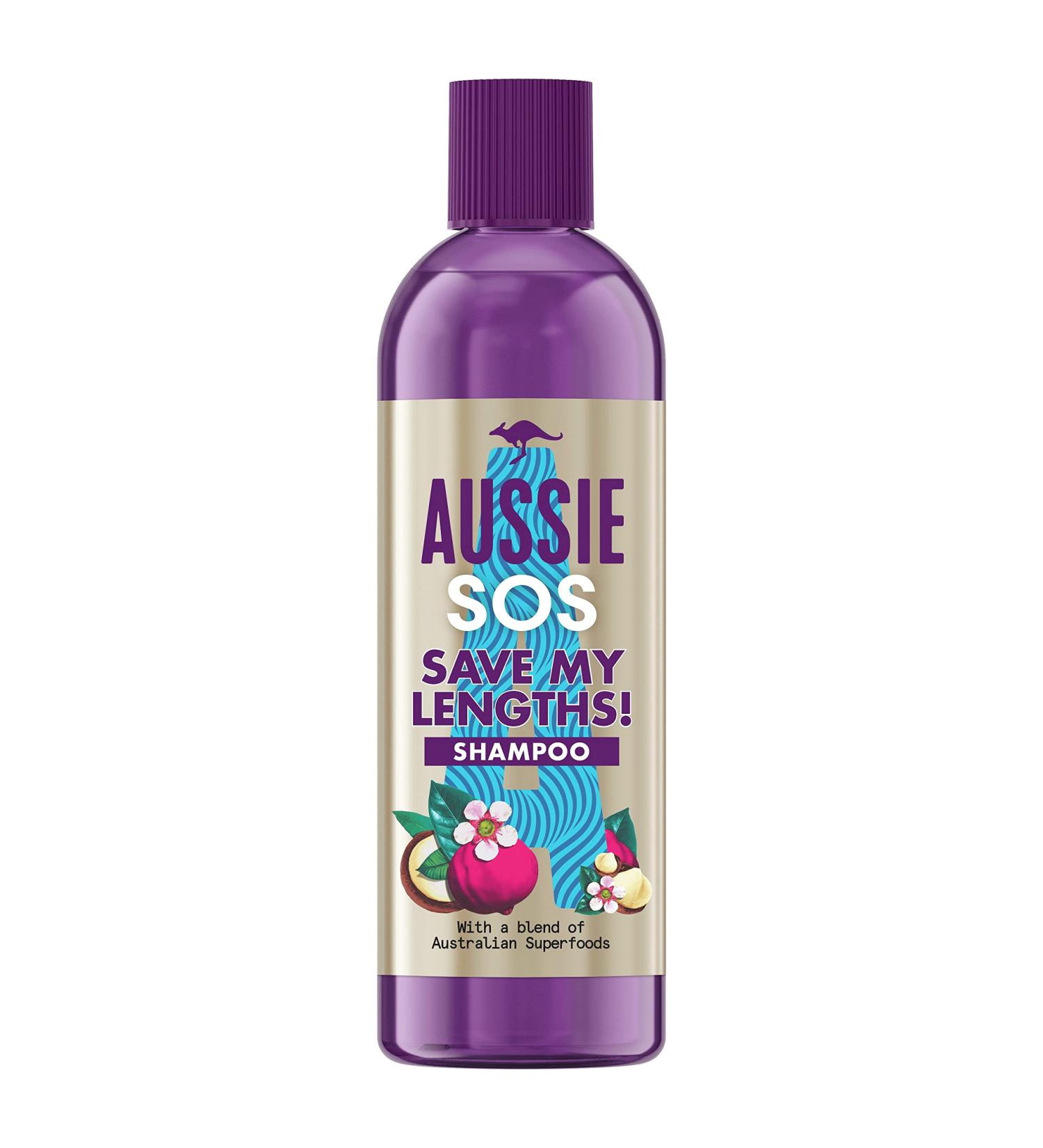 Aussie SOS Save My Lengths Vegan Shampoo - 290ml Hair Repair Treatment for Long & Damaged Hair with Australian Superfoods - Buy Online on GoSupps.com