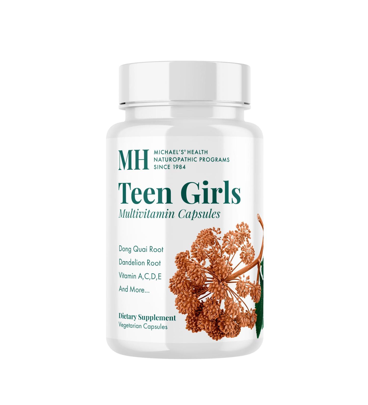 MICHAEL'S Health Naturopathic Programs Teen Girls Multivitamin - 120 Vegetarian Capsules - Nutrients for Healthy Growth & Development - Kosher - 60 Servings - Buy Online on GoSupps.com