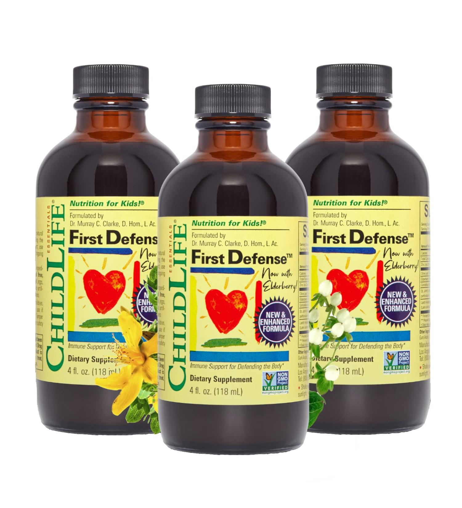 CHILDLIFE ESSENTIALS First Defense - Immune Support for Defending The Body - Gluten Free Alcohol Free Casein Free Non-GMO - 4 fl. oz (Pack of 3) - Buy Online on GoSupps.com