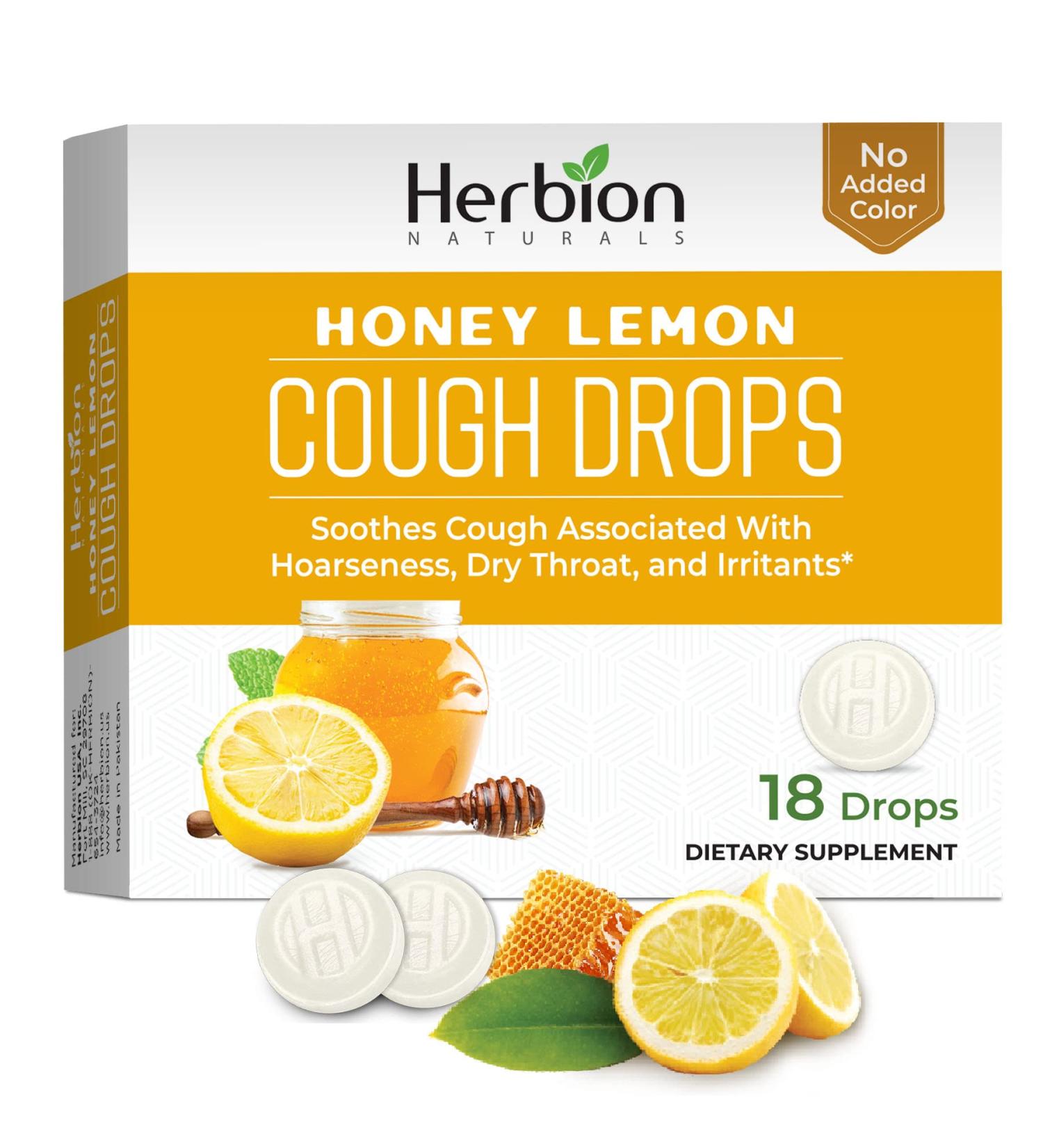 Herbion Naturals Honey Lemon Cough Drops - Soothes Cough (18 Drops) | All-Natural Dietary Supplement for Adults & Kids 6+ - Buy Online on GoSupps.com