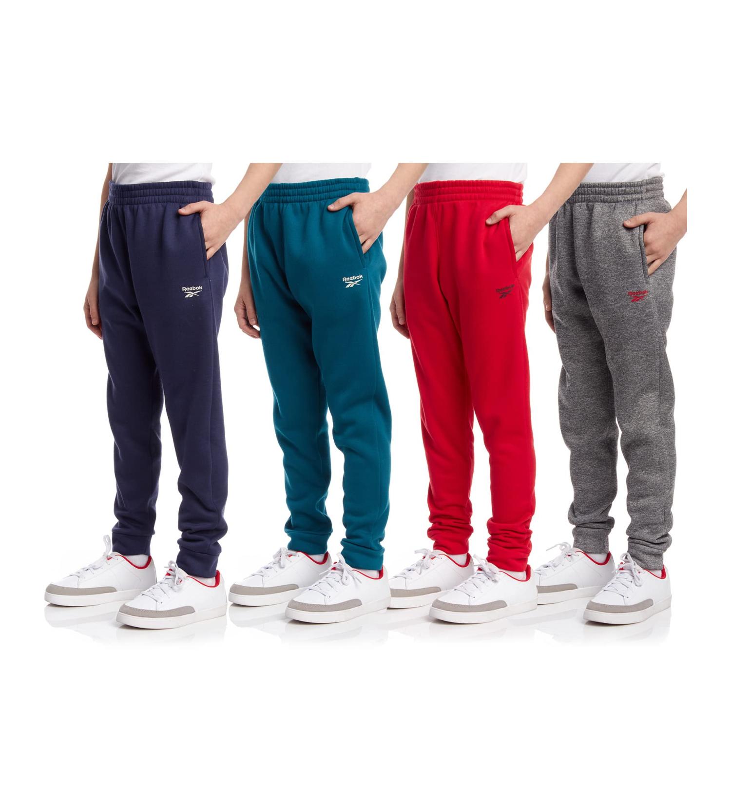 Reebok Boys' Active Joggers - 4 Pack Fleece Sweatpants (Size 4-16) Grey/Navy/Red/Teal Blue - Medium - Buy Online on GoSupps.com