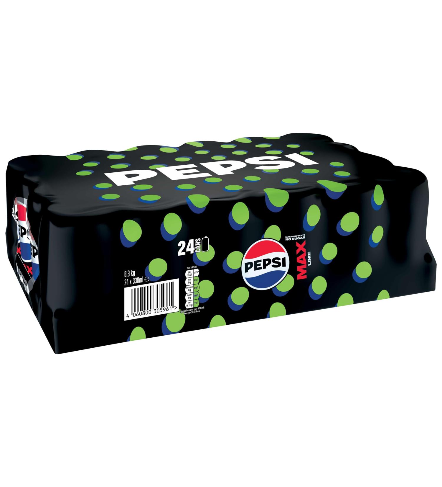 Pepsi Max Lime Sugar Free Cola 330ml - Pack of 24 - Buy Online on GoSupps.com