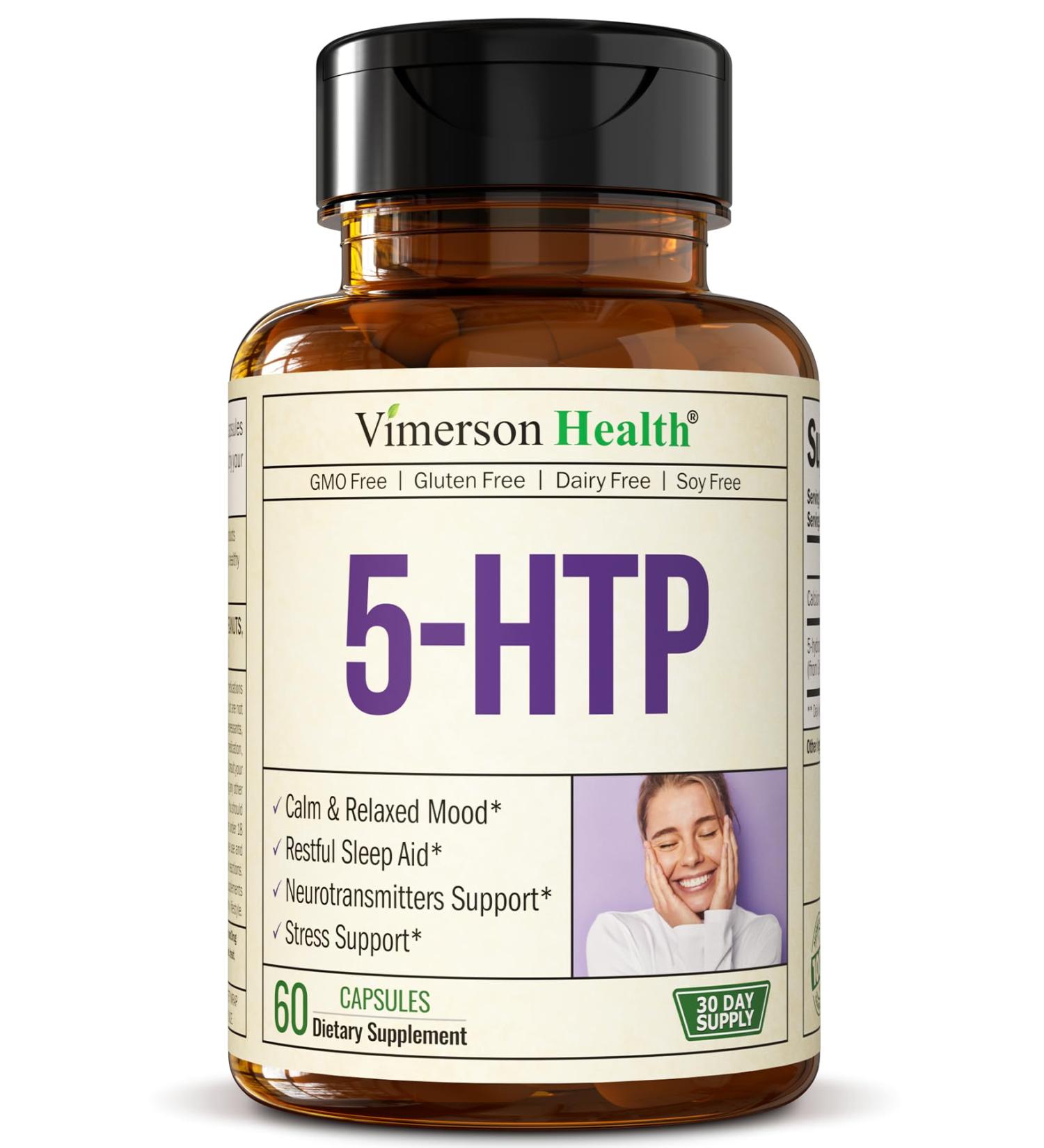 5HTP Serotonin Supplements for Women & Men. Sleep Aid & Occasional Stress Support - 5 HTP Plus Supplement 200 mg with Calcium for Sleep Calm Mood & Neurotransmitter Support. 60 Capsules made in USA 60 Count (Pack of 1) - Buy Online on GoSupps.com