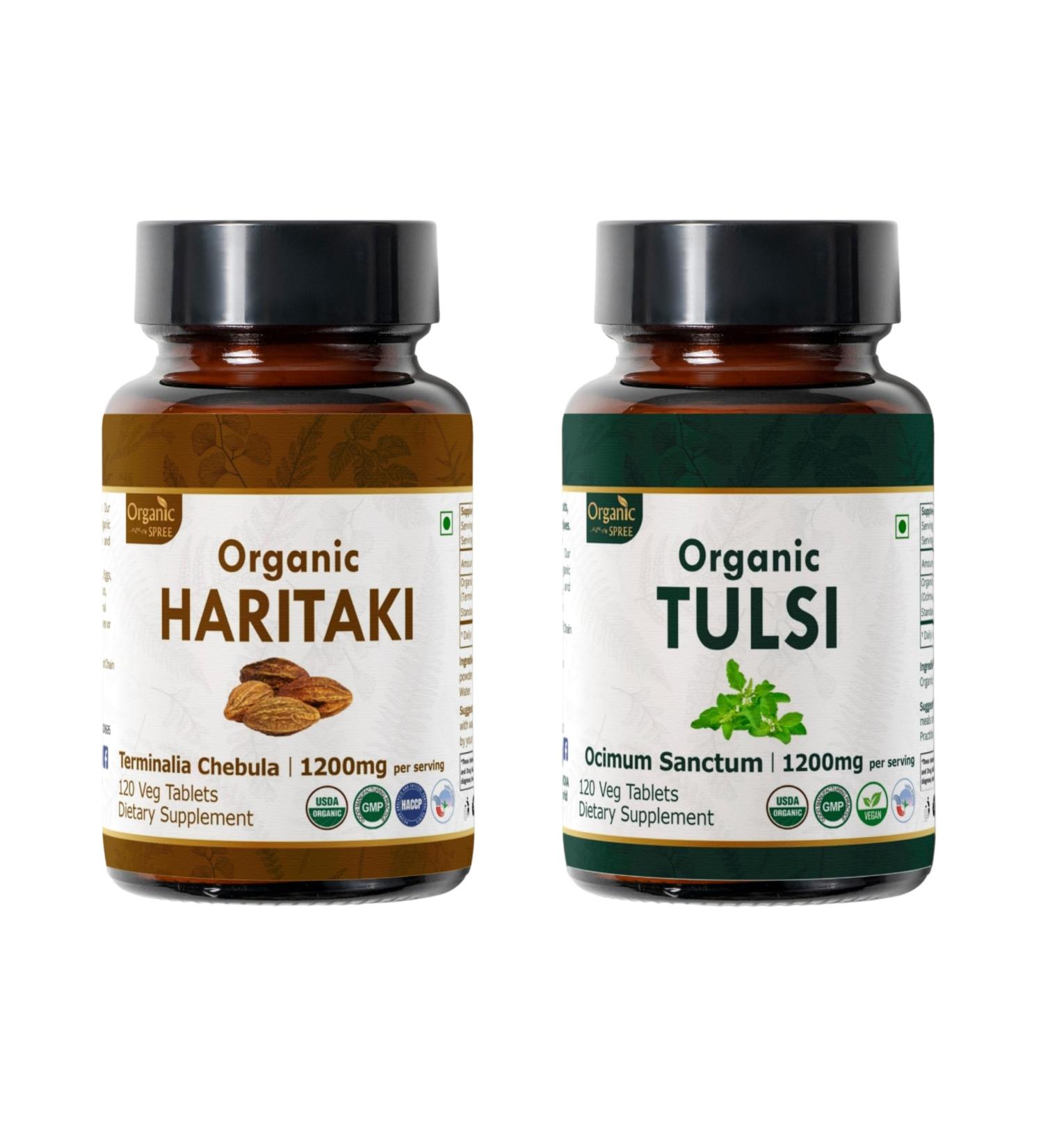 ORGANIC SPREE Haritaki & Tulsi Supplement USDA Organic Terminalia Chebula & Holy Basil 120 Tablets Each - Buy Online on GoSupps.com