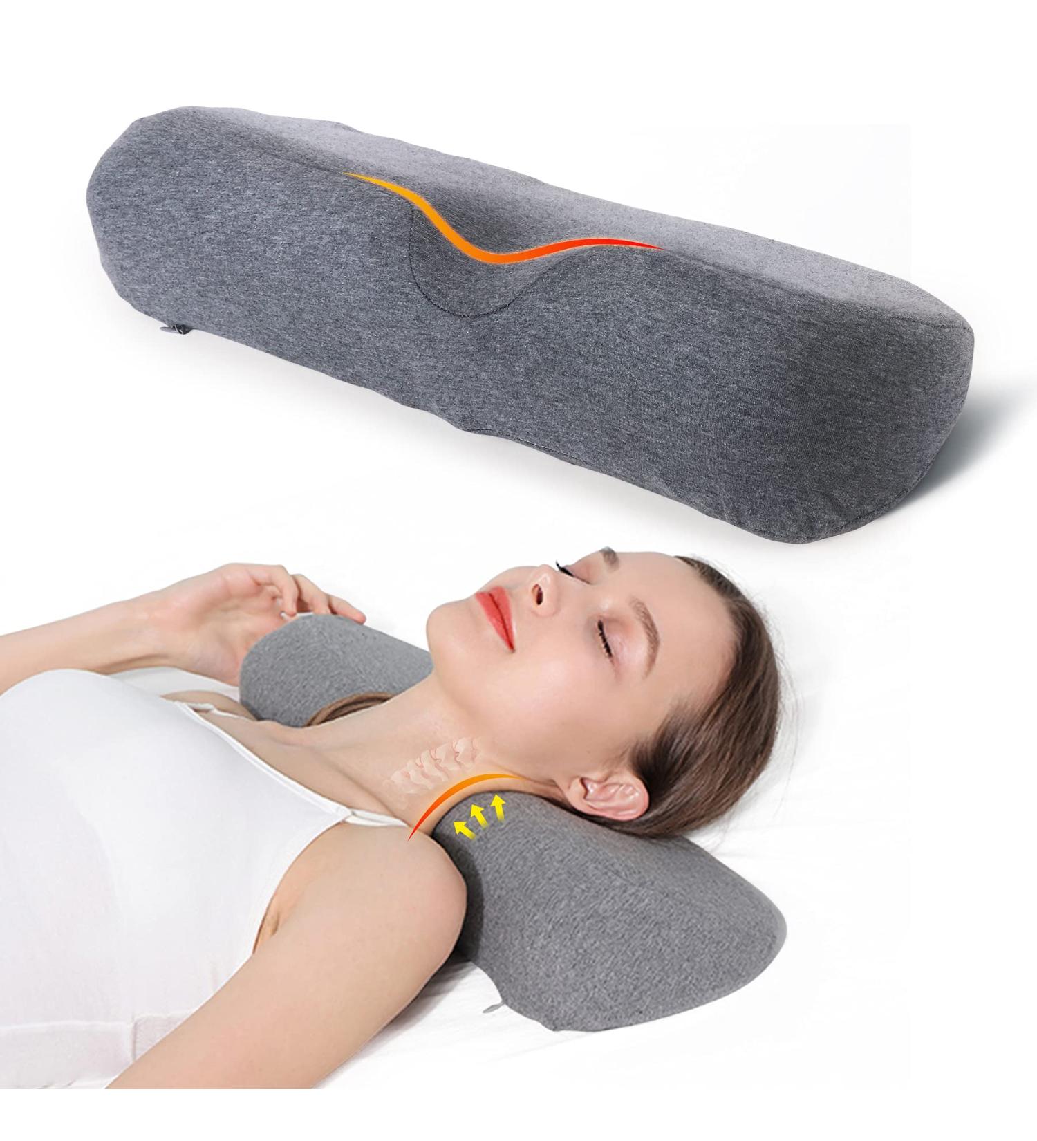 Cervical Neck Pillow for Sleeping - Memory Foam Neck Bolster Pillow for Stiff Neck Pain Relief - Dark Gray - Buy Online on GoSupps.com