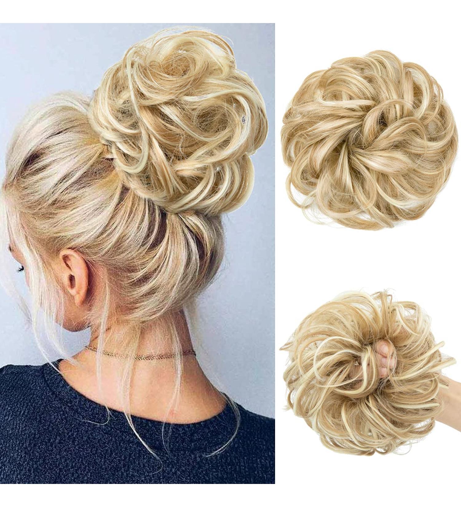 JJStar Large Botten Hair Part with Rubber Band | Hair Tie for Messy Buns & Ponytails | Dark Blonde & Beach Blonde Extensions for Women & Girls - Buy Online on GoSupps.com