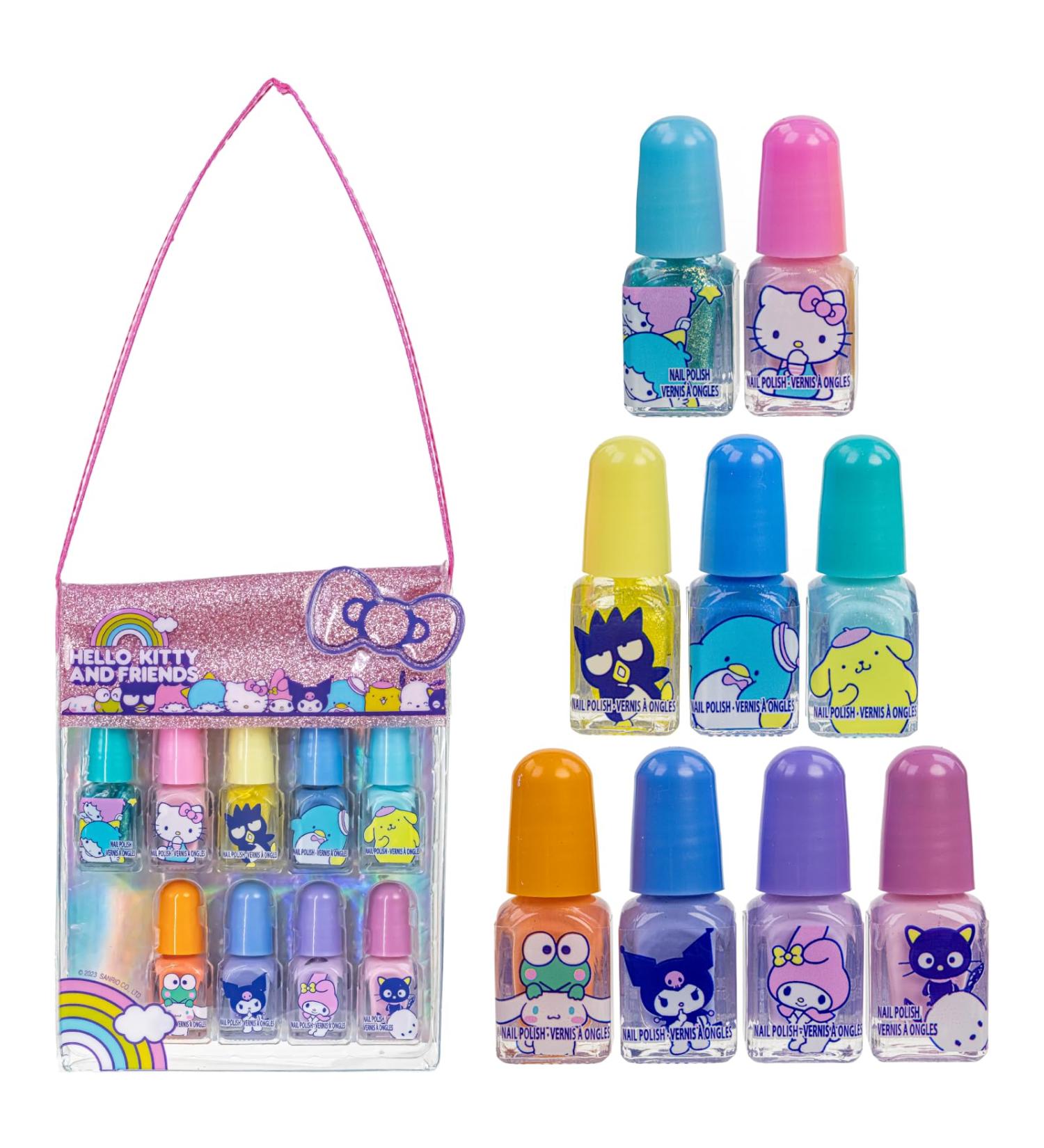 Hello Kitty & Friends Non-Toxic Peel-Off Nail Polish Set - 9 Glittery Colors for Kids Ages 3+ | Perfect Party Gift - Townley Girl - Buy Online on GoSupps.com