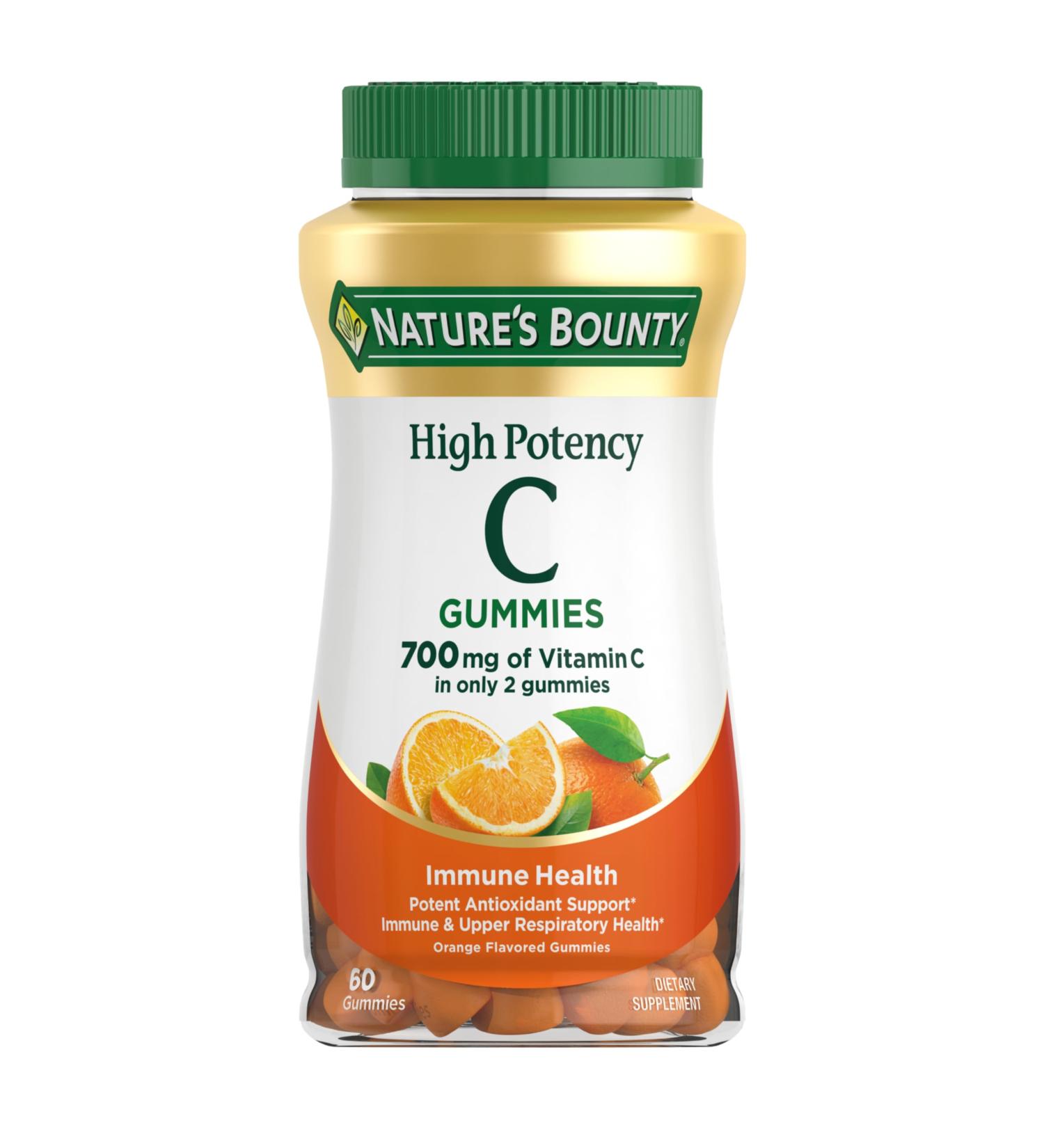 Nature s Bounty Vitamin C Gummies 700mg High Potency Vitamin C Chewable Gummies for Adults Immune Support Supplement Dietary Supplement Orange Flavor 60 Ct 60 Count (Pack of 1) - Buy Online on GoSupps.com