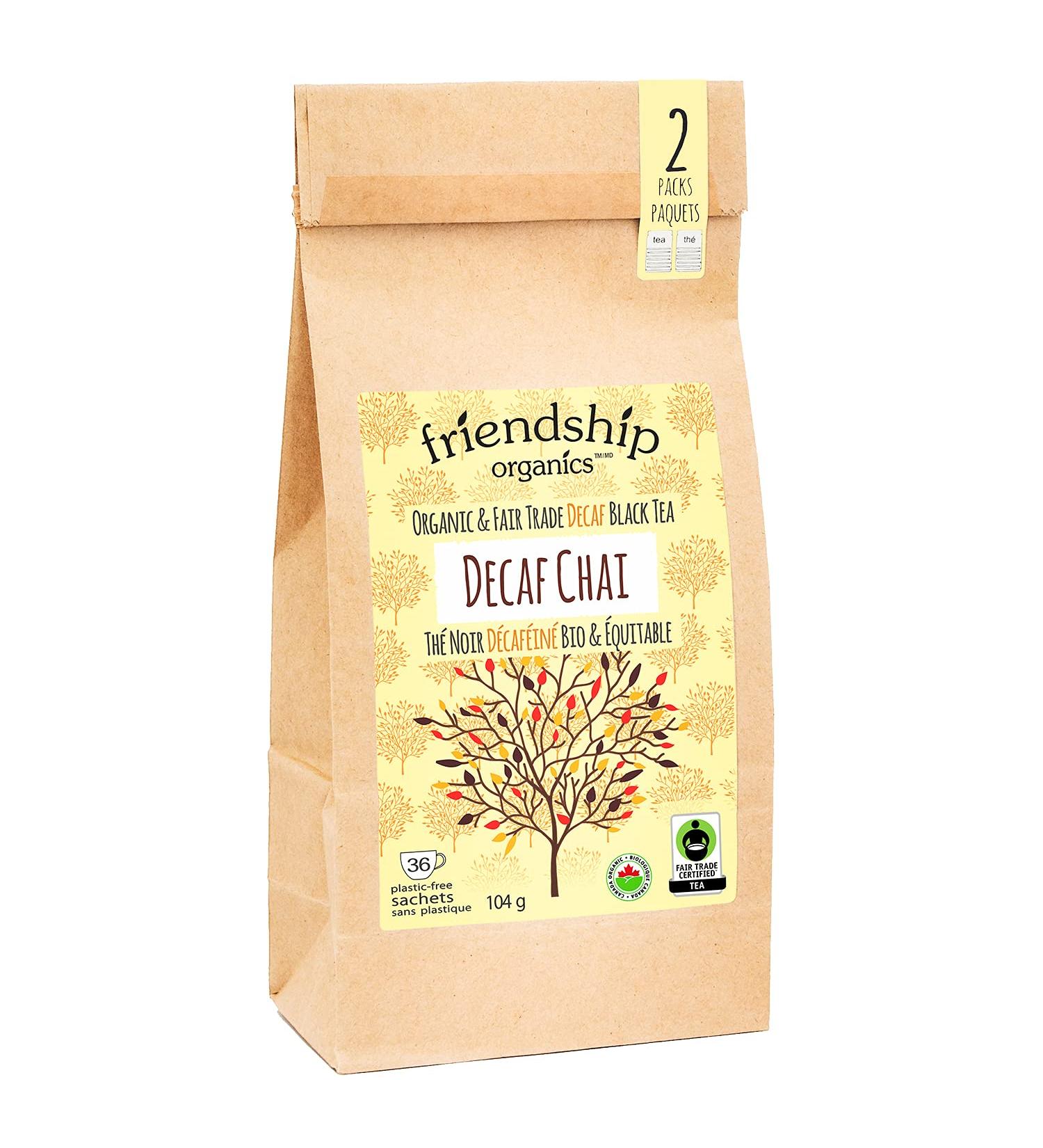 Friendship Organics Decaf Chai Tea Bags Organic and Fair Trade Herbal 36 Count 36 Count (Pack of 1) - Buy Online on GoSupps.com