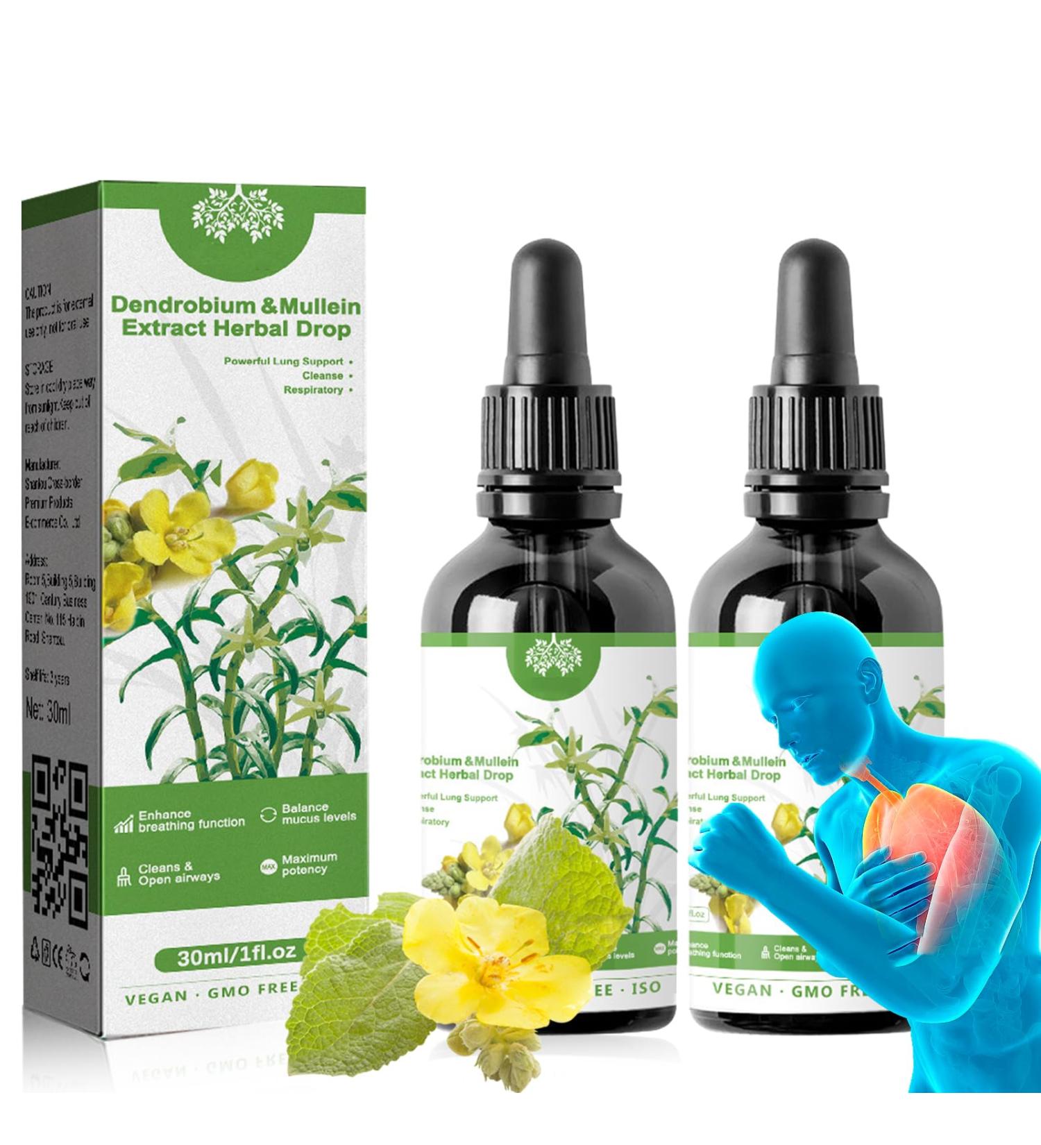 Clearbreath Dendrobium & Mullein Extract Drops - Herbal Lung Health Essence (2 Pcs) - Buy Online on GoSupps.com