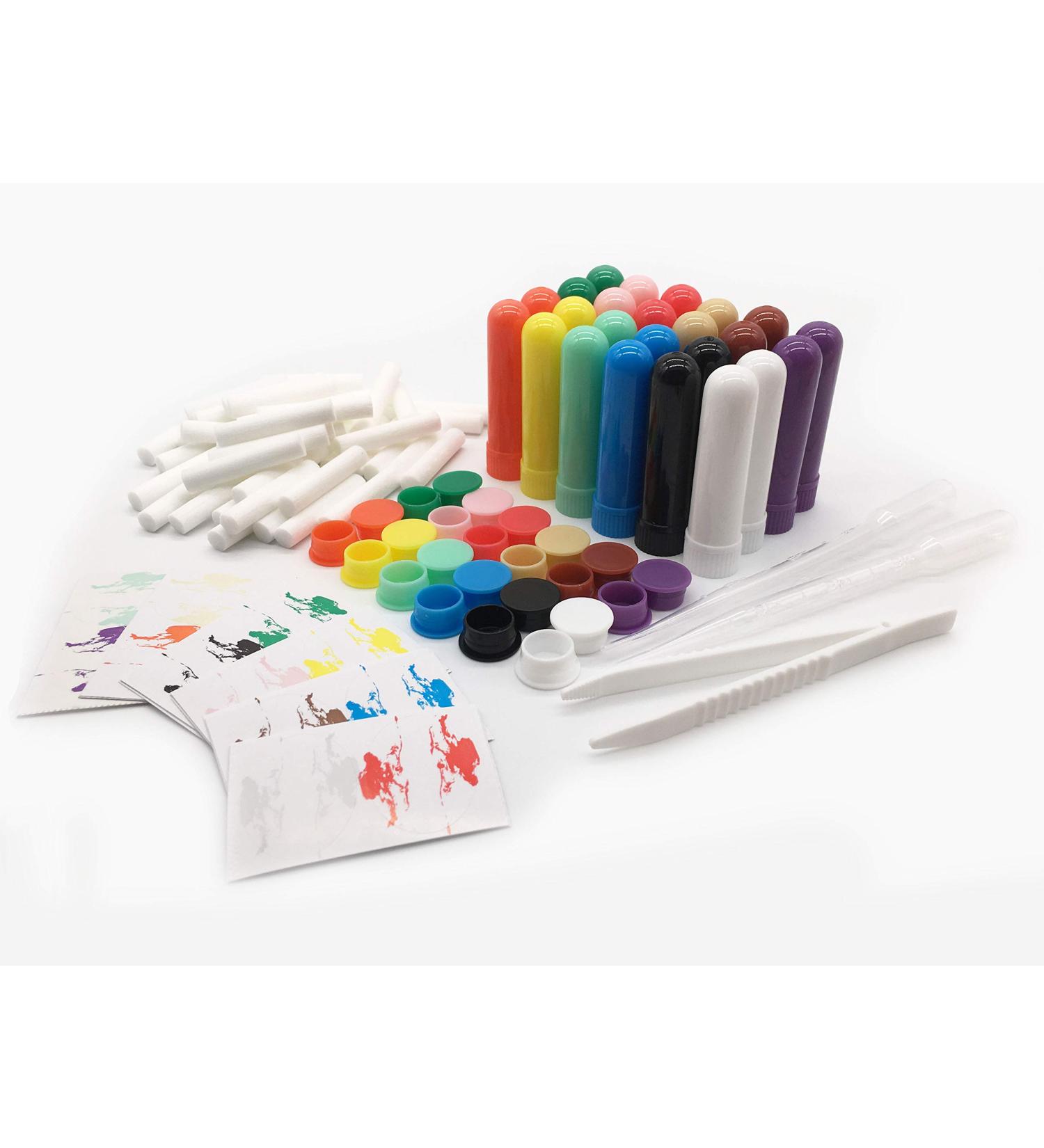 ZIOJOVK Nasal Inhaler Kit - 24 Empty Tubes, 12 Wicks, 36 Stickers, 2 Droppers, 1 Tweezers - Buy Online on GoSupps.com