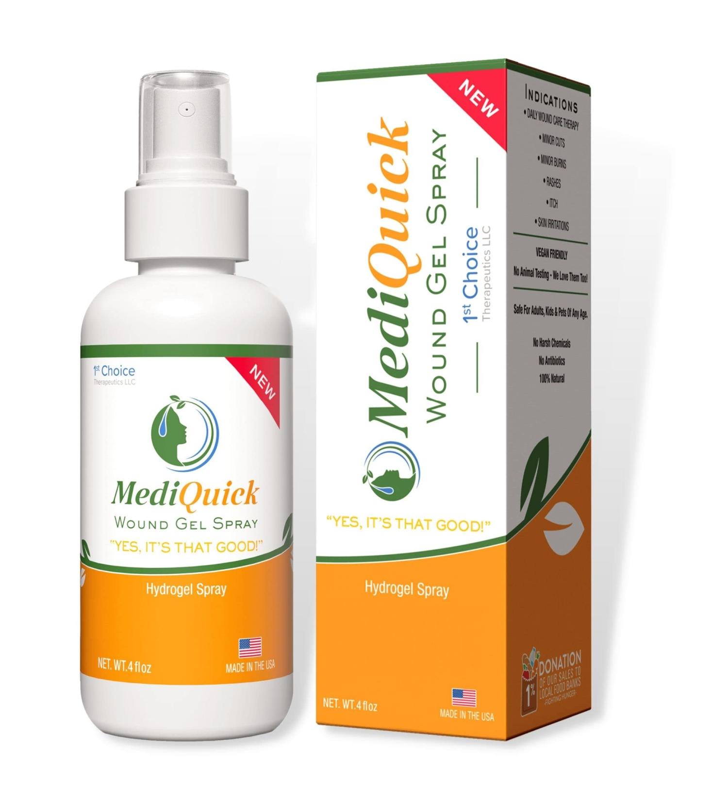 MEDIQUICK Wound Hydrogel Spray 4oz Bottle - First Aid Ointment for Cuts & Burns - Buy Online on GoSupps.com