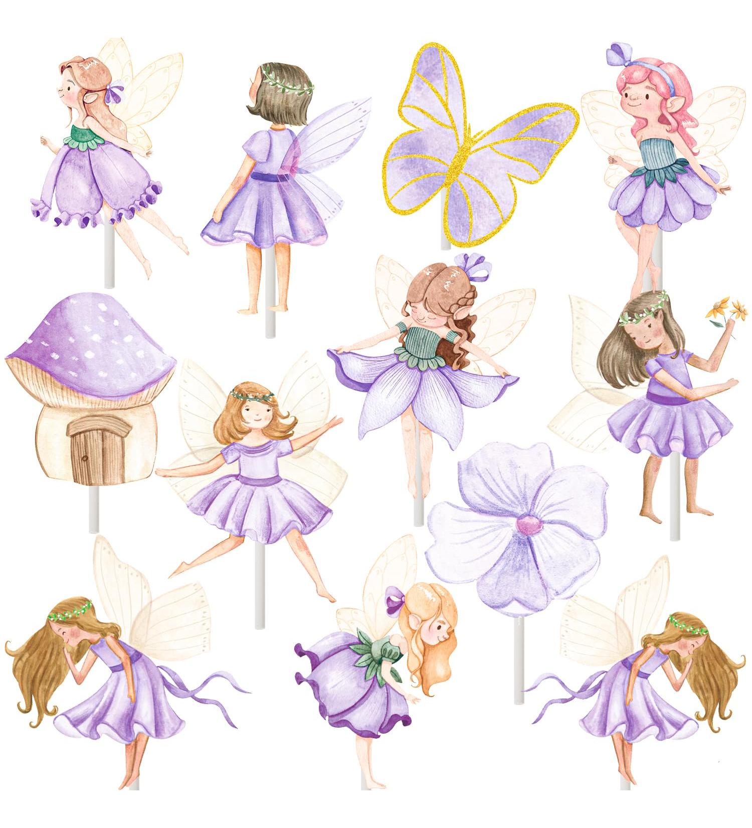 Purple Fairy Party Cupcake Toppers Fairies Party Cupcake Toppers 24Pcs Fairy Garden Party Cake Picks Fairy Tale Birthday Party Decorations for Fairyland Elf Baby Shower Supplies - Buy Online on GoSupps.com