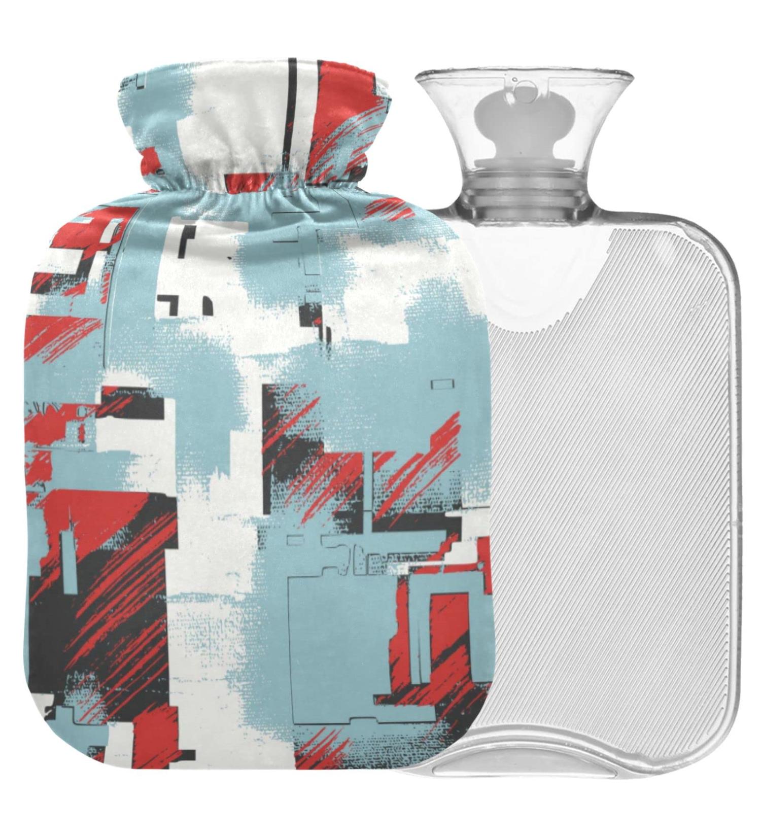 Naanle Hot Water Bottle with Cover - Black Red Karo 1L Heat Bottle for Back Pain Relief & Cold Therapy - Buy Online on GoSupps.com