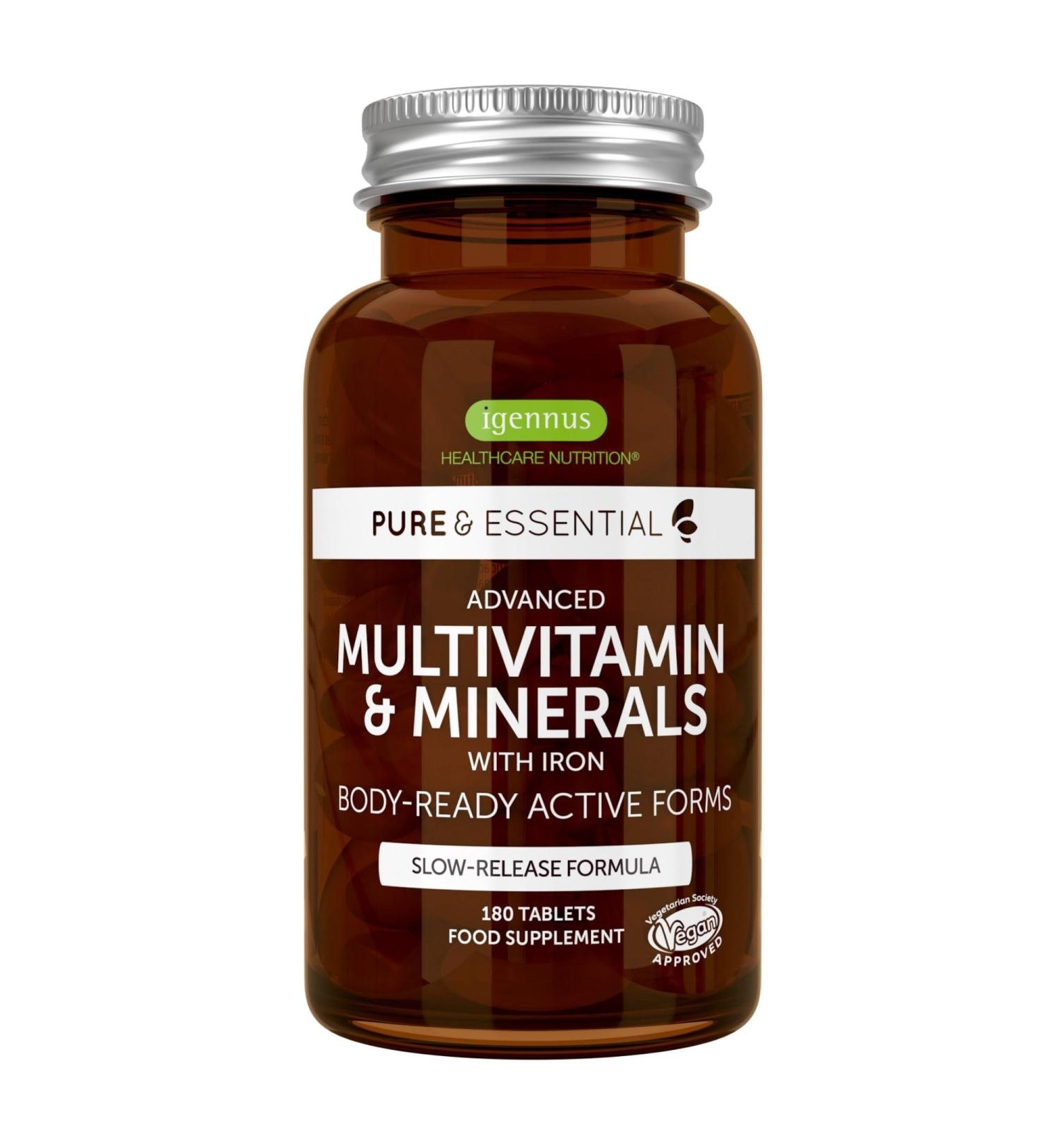 Buy Igennus Vegan Multivitamin Tablets for Women | Extra Iron Folate Zinc & Vitamin D3 | 180 Tablets 3-Month Supply - Buy Online on GoSupps.com