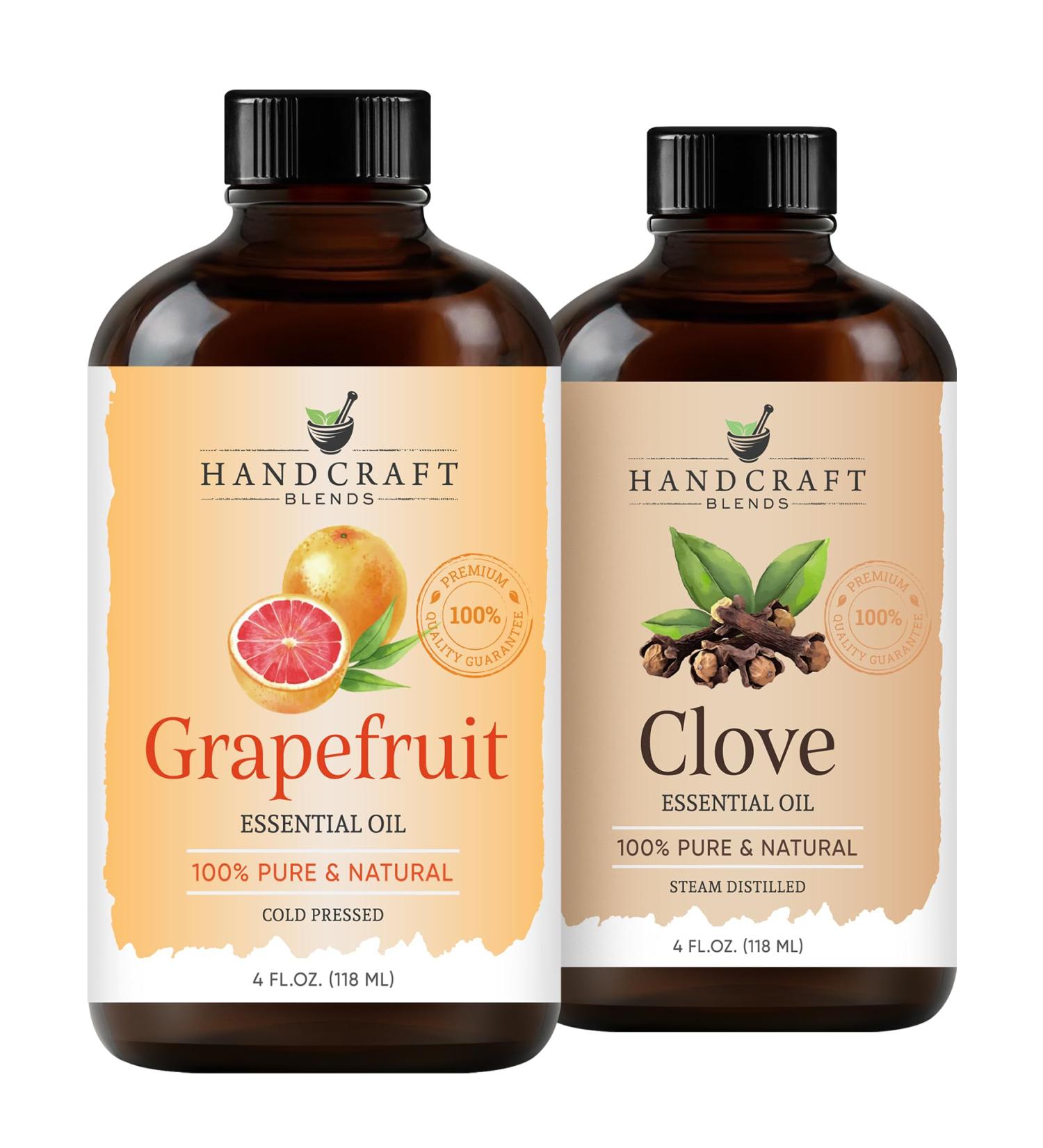 Handcraft Blends Bright & Bold Set: Clove and Grapefruit Essential Oils (2 x 4 Fl Oz) 100% Pure & Natural for Diffuser Aromatherapy and DIY Projects - Buy Online on GoSupps.com