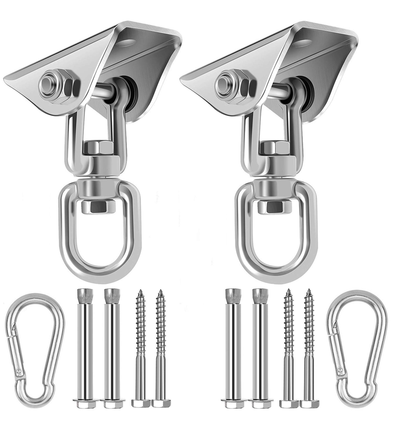 2 Pack Heavy Duty Swing Hangers - 1200 lb Capacity, Stainless Steel, 360 Rotate - for Swing Set, Hammock Chair, Yoga Swing - Buy Online on GoSupps.com