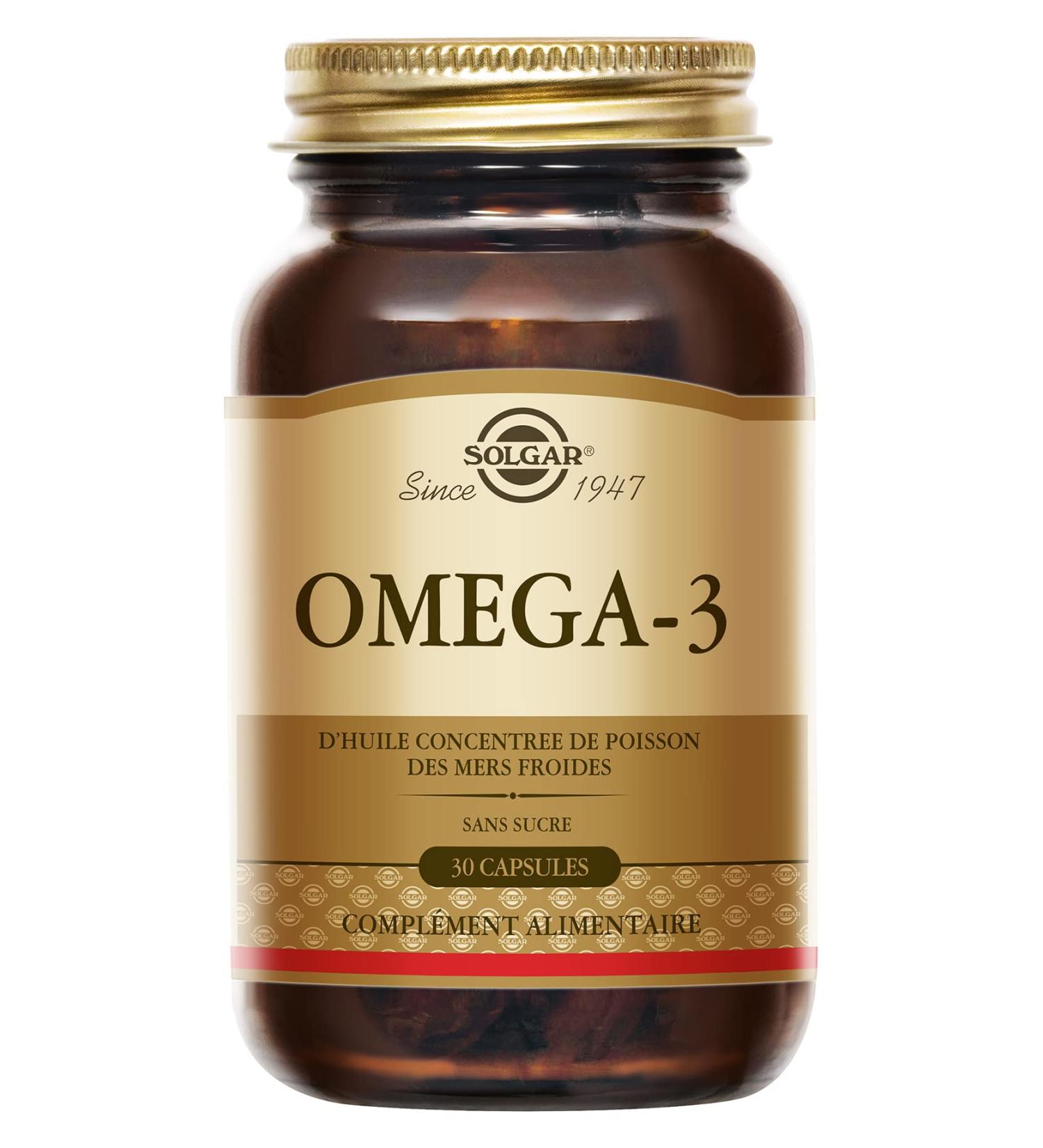Solgar Omega 3 - Cardiovascular - Essential fatty acid for the body - Concentrated formula - Food supplement - Bottle of 30 capsules - Buy Online on GoSupps.com