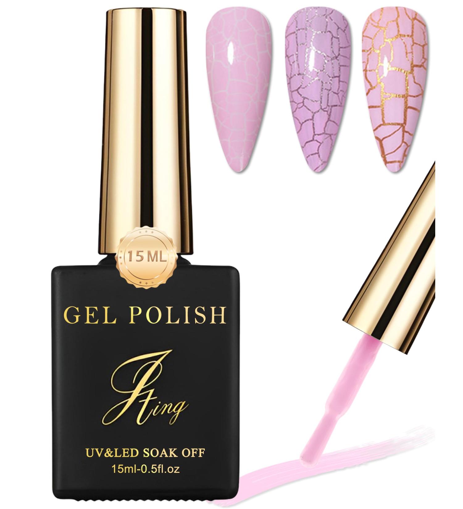 3D Crackle Gel Nail Polish Charming Pink Crackle Nail Gel Glue Polish Unique Variegated Cool Crackle Pattern Long-lasting Durable Natural Air-drying Styling UV Lamp Needed Type Nail Gel Glue Polish-03 - Buy Online on GoSupps.com