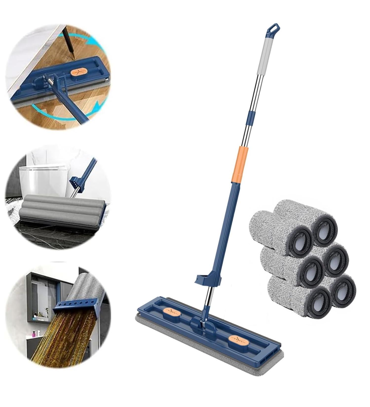 Fregona plana grande fregona plana grande Strealinem fregona manos libres giratorio de 360 para limpiar sin callejones sin salida h medo y seco almohadillas de microfibra (Azul + Trapo de 6 Piezas) - Buy Online on GoSupps.com