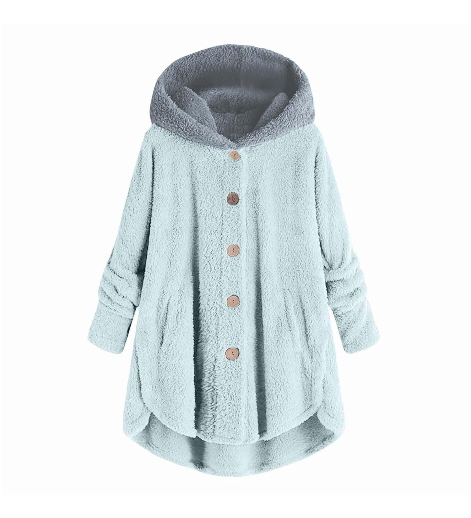 Shop Hanxiulin Women's Fleece Plush Jacket - Warm Hooded Zipper Coat for Outdoor Comfort - Buy Online on GoSupps.com