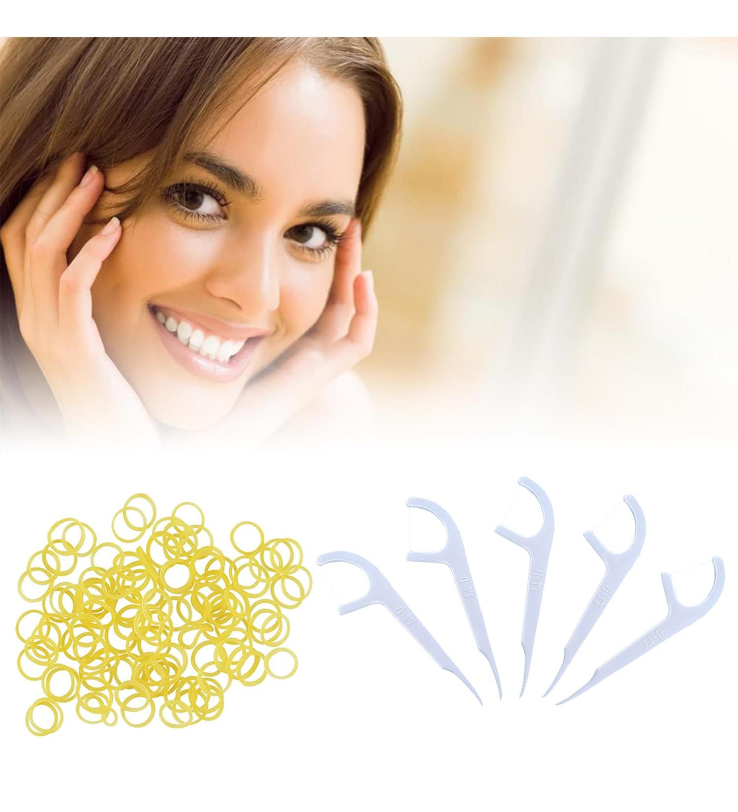 Orthodontic Rubber Bands 3/16 - 300 Elastic Bands & 30 Dental Floss - Braces Fix & Clean Tools - Buy Online on GoSupps.com