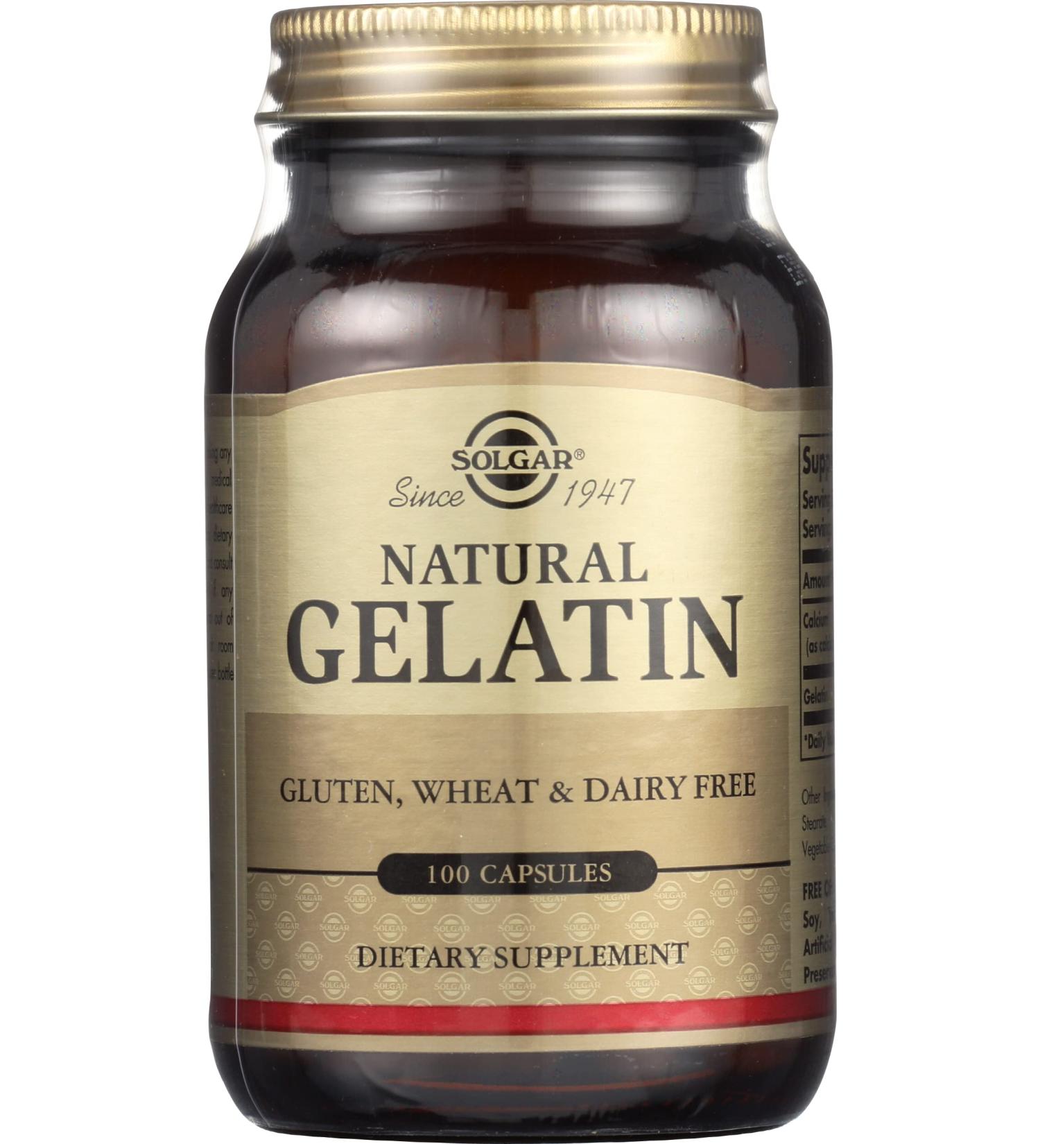 Solgar Gelatin 1680mg Capsules - Supports Bone Joint & Skin Health - Gluten Free Dairy Free - 100 Count - Buy Online on GoSupps.com