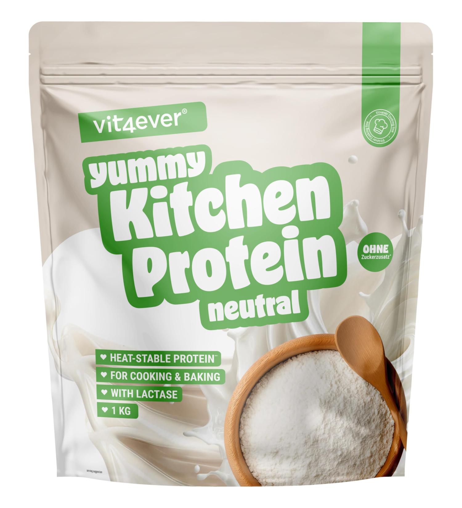 Yummy Kitchen - Prot ines pour Cuisiner & P tisser - 1000 g de Poudre Prot in e - 82% de Prot ines R sistante la Chaleur avec Lactase Low Carb Low Sugar Neutre sans Gluten & sans Ar mes Artif - Buy Online on GoSupps.com