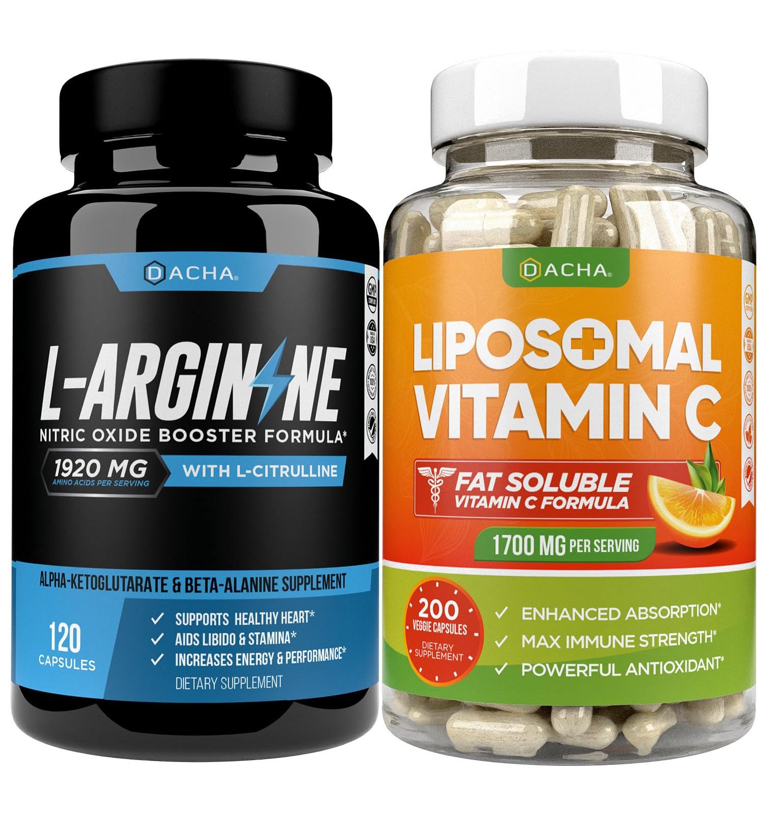 Max Strength Nitric Oxide Booster Bundle L-Arginine & Liposomal Vitamin C With L Citrulline Ascorbyl Palmitate Natural Absorb Boost Formula To Support Exercise Energy Immune Health Slim Look - Buy Online on GoSupps.com