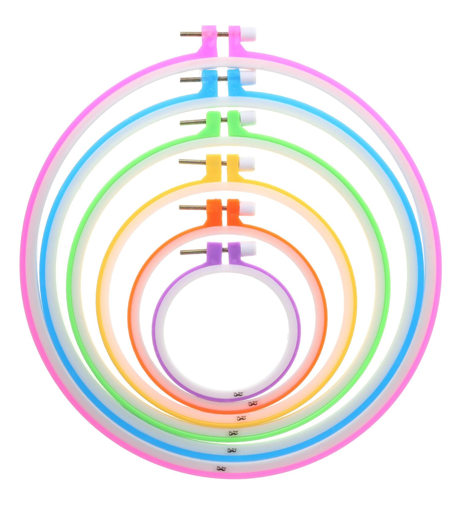 Mr. Pen Embroidery Hoops Set - 6 Pcs, Assorted Sizes & Colors - Plastic Cross Stitch Hoops and Sewing Rings - Buy Online on GoSupps.com