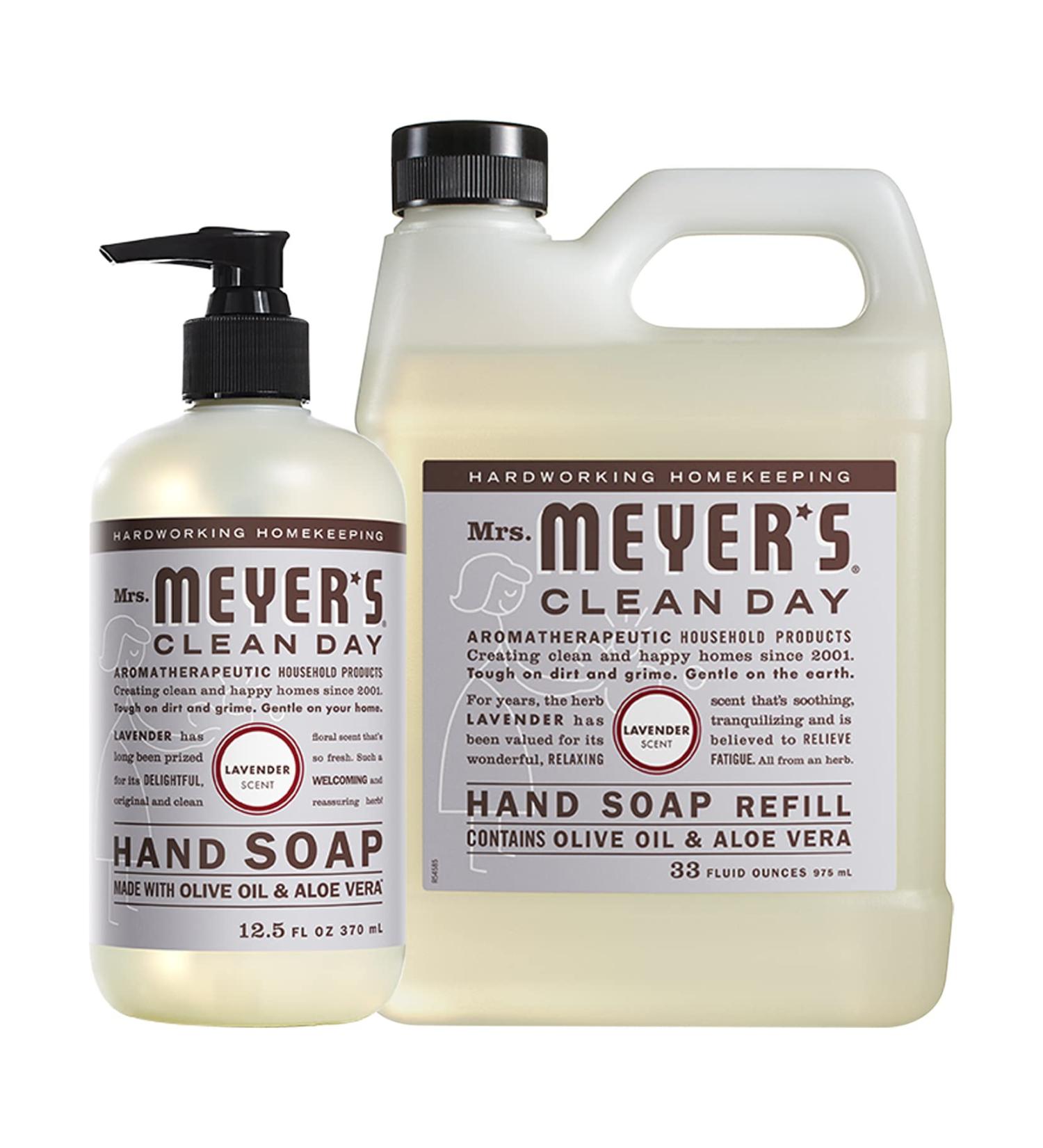 Mrs. Meyer's Clean Day Lavender Hand Soap Set - 2 Count, 33 + 12.5 Oz - Includes Refill & Bottle - Buy Online on GoSupps.com