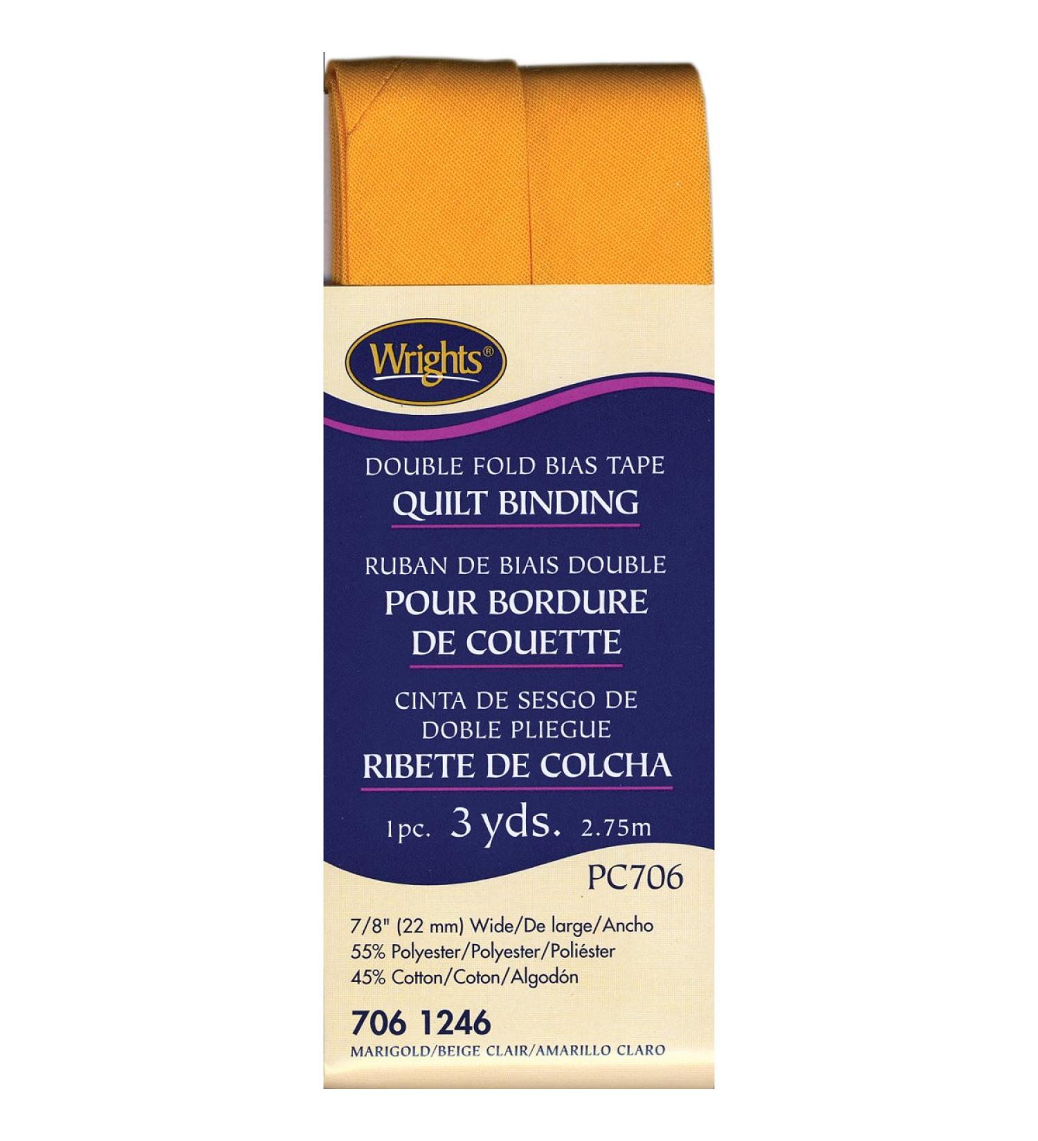 Wrights 117-706-1246 Double Fold Quilt Binding Bias Tape  Marigold  3-Yard