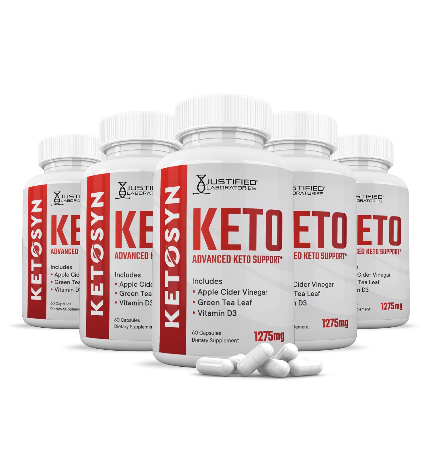 (5 Pack) Ketosyn Keto ACV Pills 1275MG Keto Support Blend Capsule Alternative to Keto ACV Gummies Formulated with Apple Cider Vinegar Extra Virgin Olive Oil Powder Green Tea Leaf 300 Capsules - Buy Online on GoSupps.com