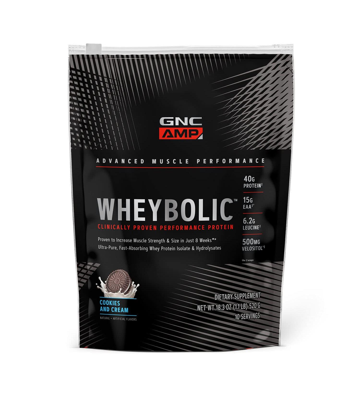 GNC AMP Wheybolic - Cookies and Cream 10 Servings - Buy Online on GoSupps.com