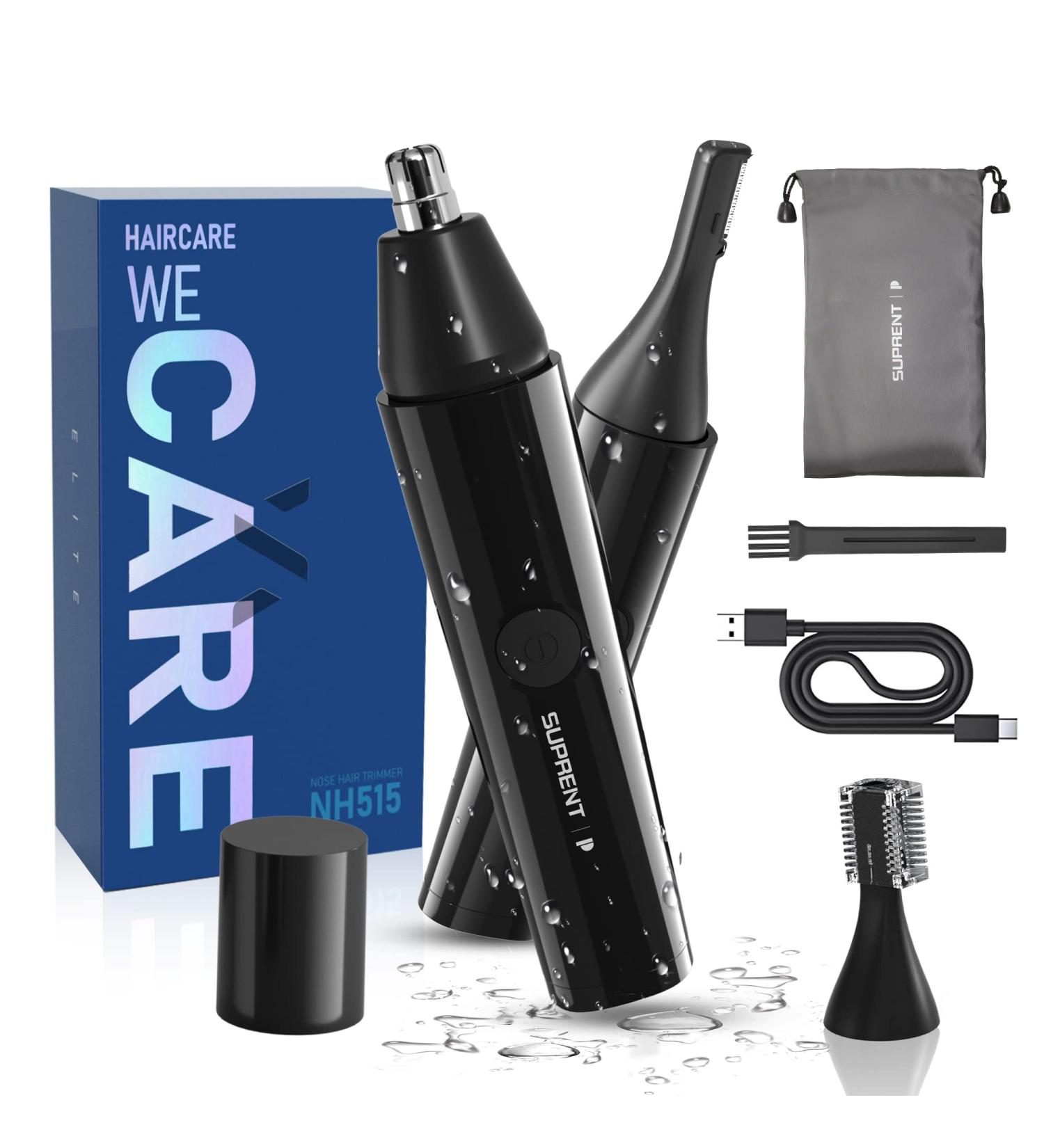 SUPRENT Nose Hair Trimmer for Men 2-in-1 Personal Trimmer-USB-C Rechargeable Nose Trimmer-Painless Hair Removal with IPX7 Waterproof Wet/Dry-Precision Painless Eyebrow Facial Hair Trimmer Kit - Buy Online on GoSupps.com