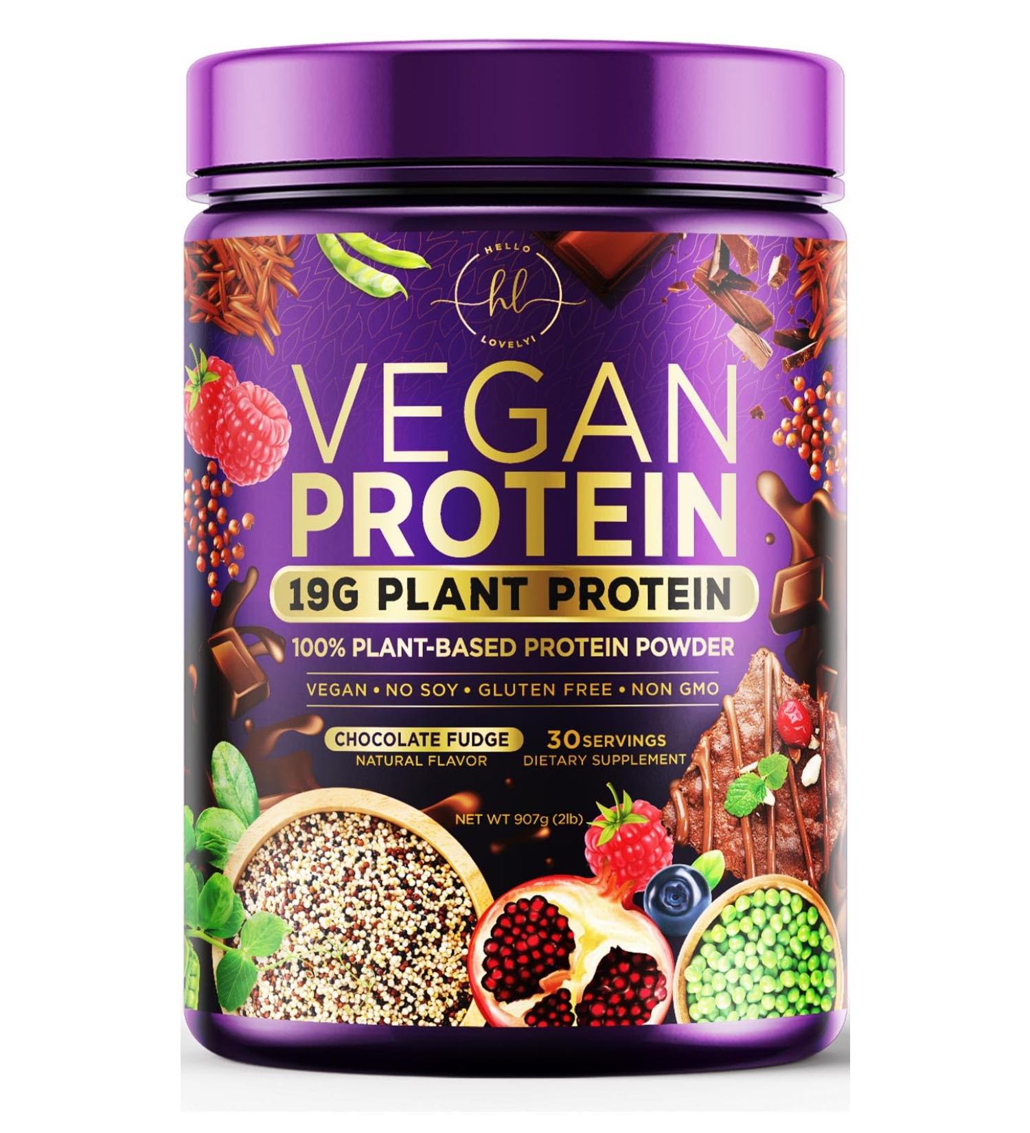 Vegan Protein Powder - Chocolate Fudge | 100% Plant-Based 3.4g BCAAs Non-GMO Easy Digesting 2 lbs (30 Servings - Buy Online on GoSupps.com