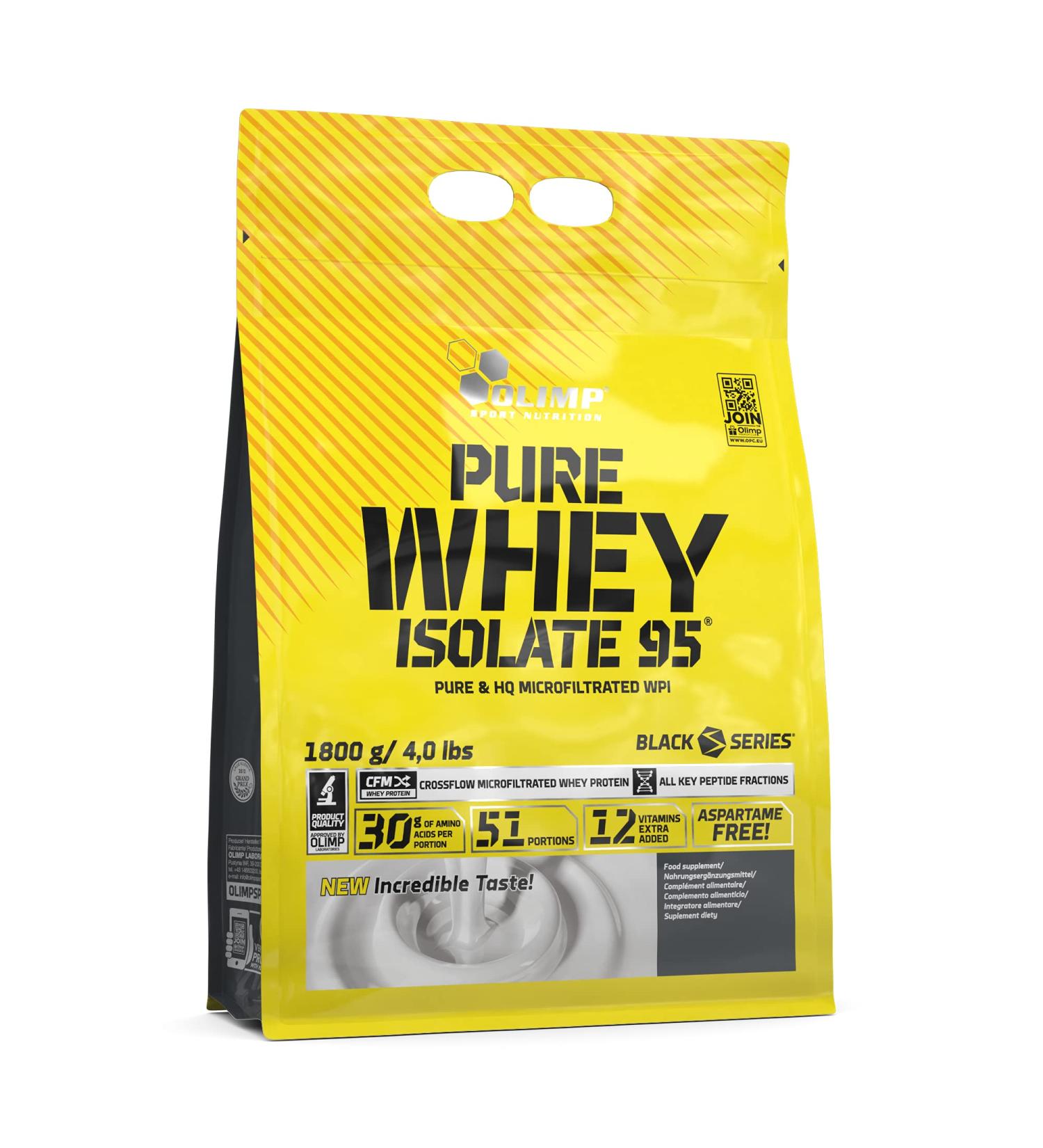 Olimp Pure Whey Isolate 95 Protein Powder - Premium Strawberry Flavor 1800g | Supports Muscle Building & Rich in Amino Acids - Buy Online on GoSupps.com