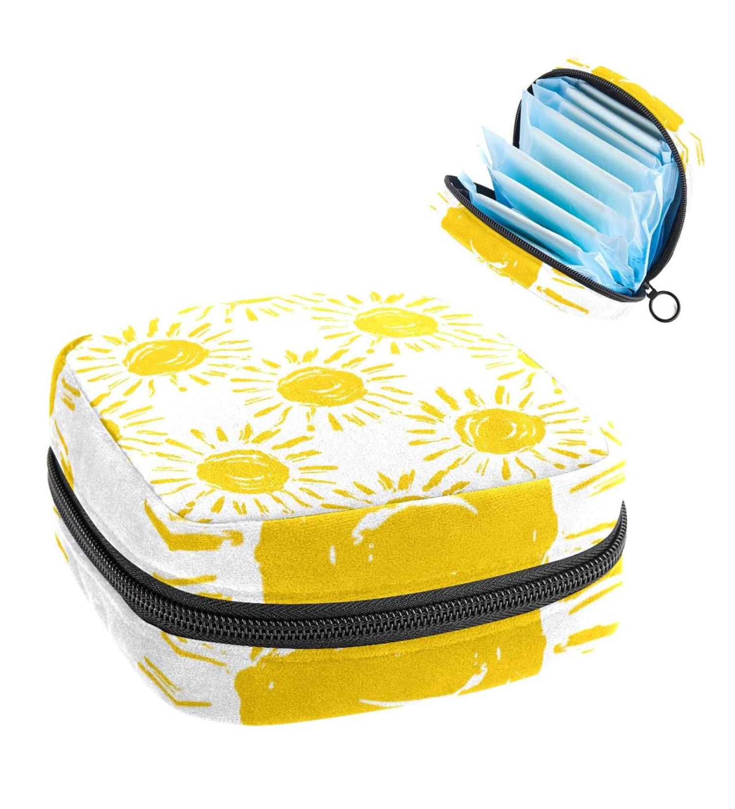 Women's Portable Period Kit | Sunshine Pattern Storage Pockets | Feminine Product Bag - International Shipping - Buy Online on GoSupps.com