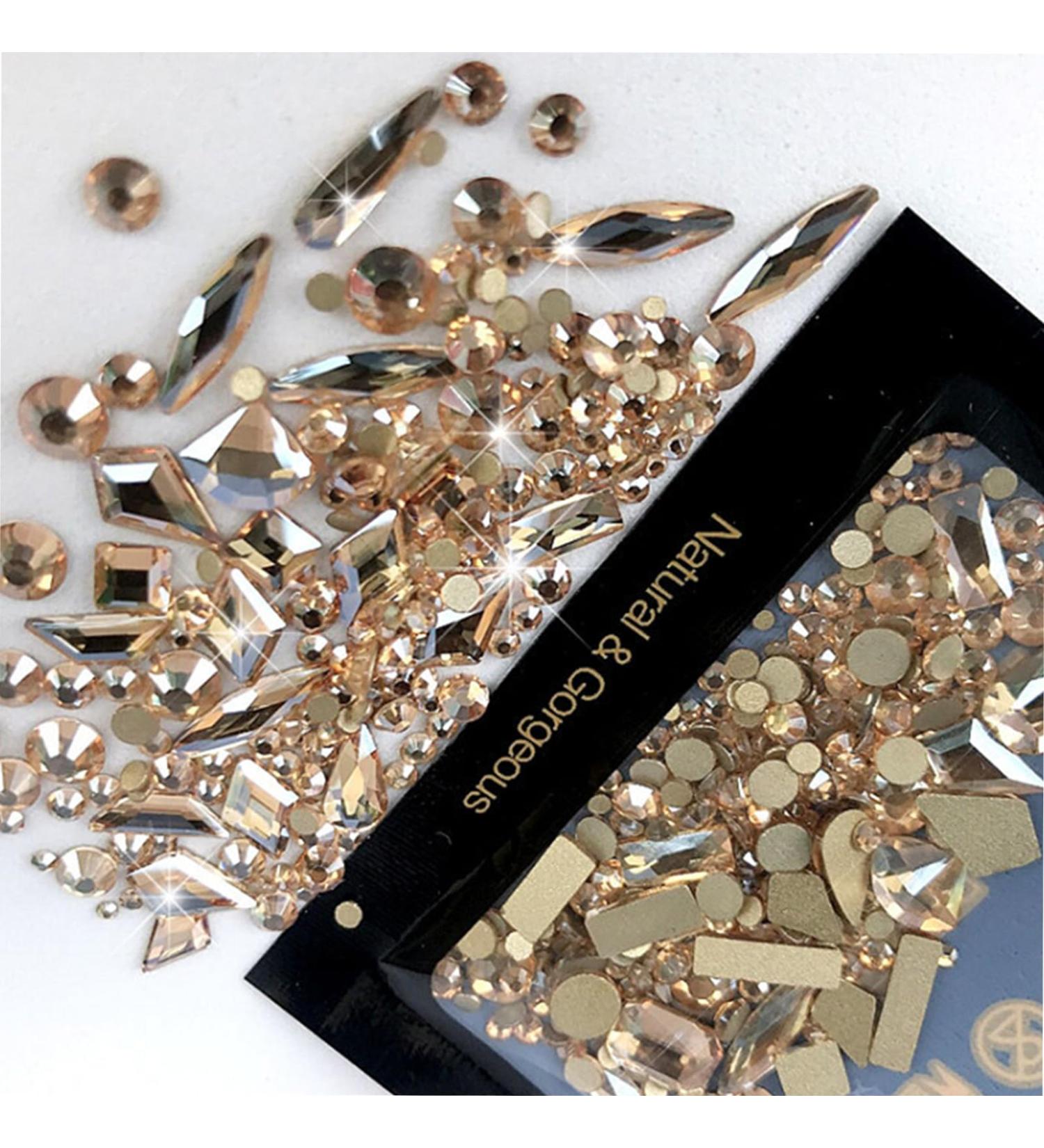 Mixed Flat Bottom Nail Art Rhinestones Set DIY Nails Decor For Nail Enthusiasts And Professional Artists champagne - Buy Online on GoSupps.com