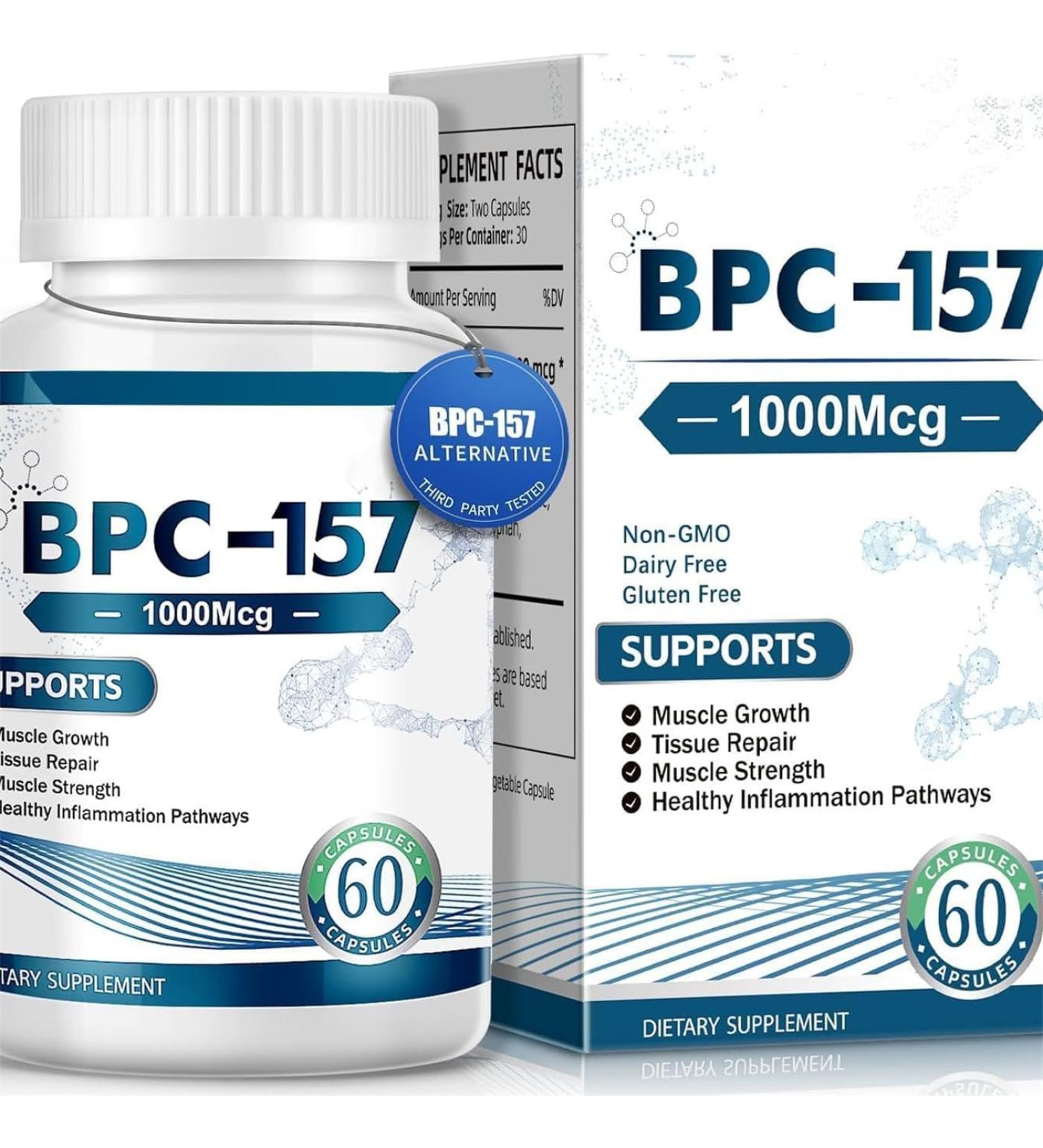 Bpc 157 Peptide Capsules 1000mcg Gluten Free Supplement 60 Capsules - Buy Online on GoSupps.com
