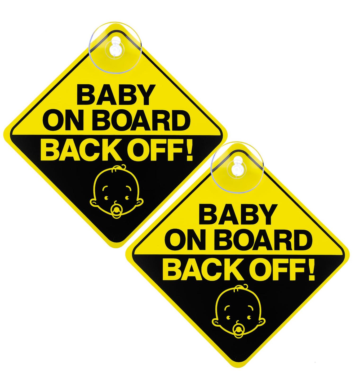 2PCS Baby on Board Safety Sign for Car - Removable Kids Warning Sticker with Suction Cups - Buy Online on GoSupps.com