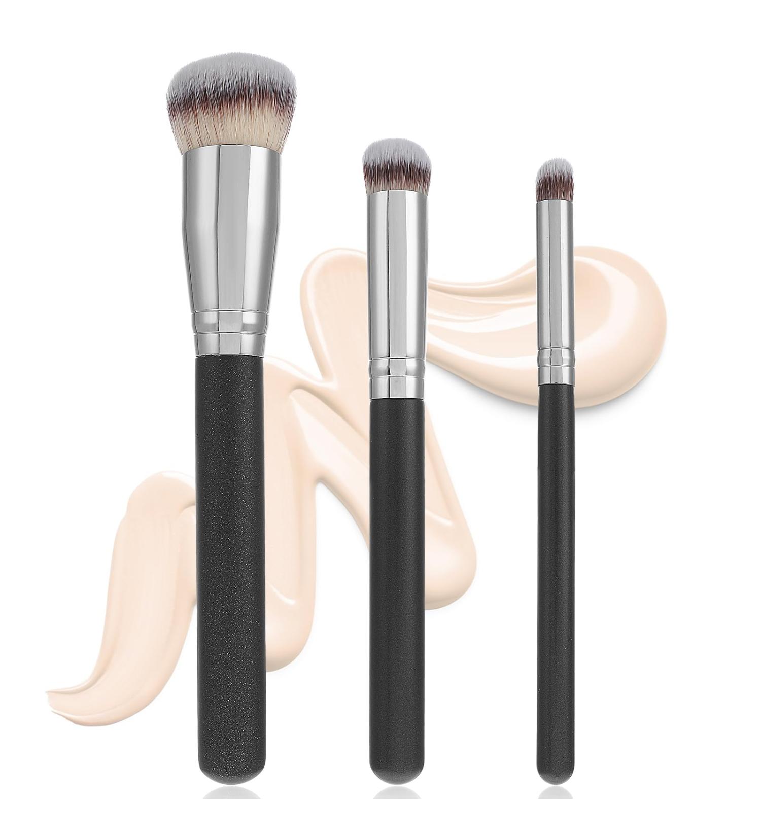 3-Piece Professional Makeup Brush Set - Foundation & Concealer Brushes for Liquid & Powder Makeup - Buy Online on GoSupps.com