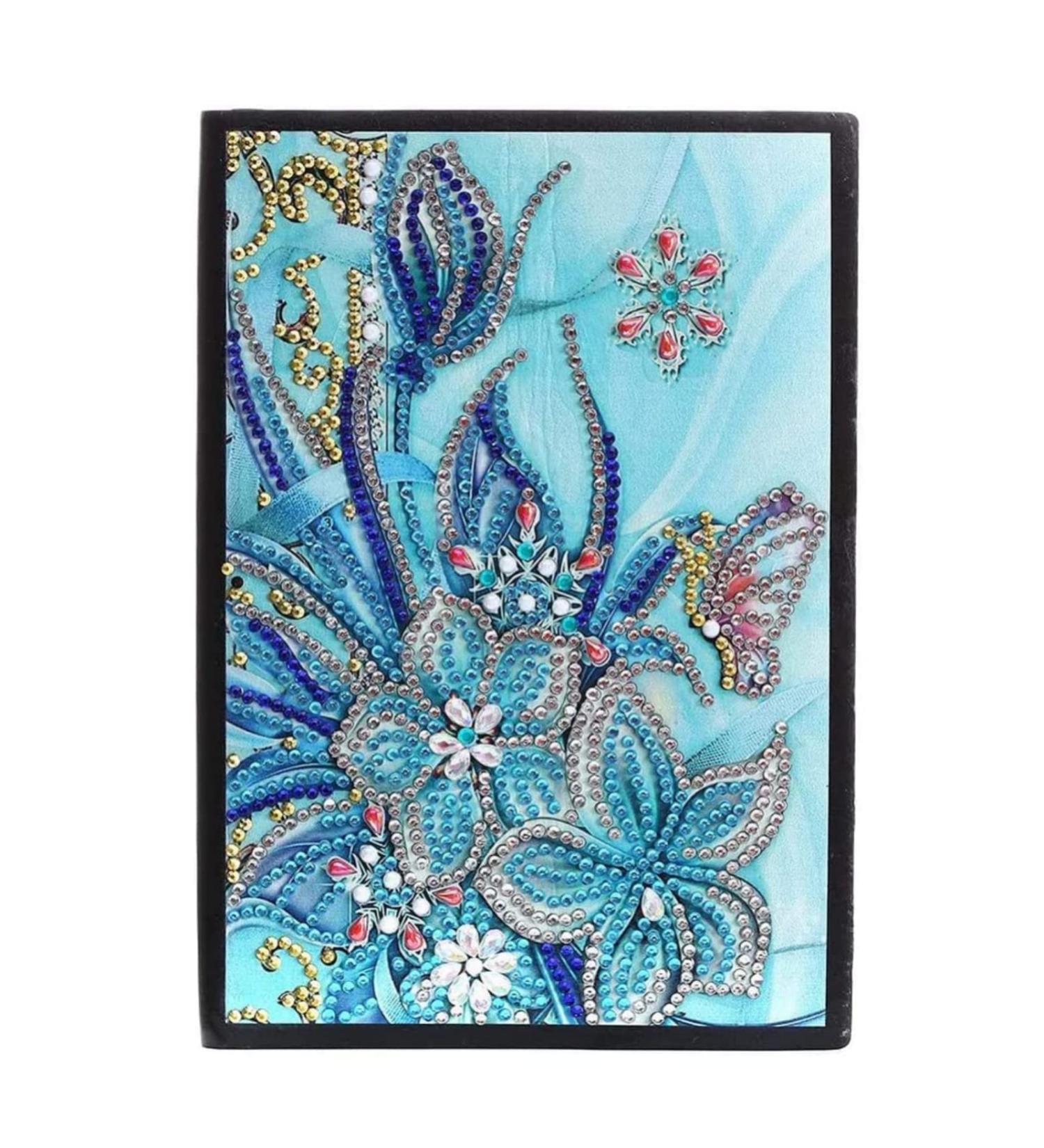 5D DIY Diamond Painting Notebook - Blue Flower | A5 Blank Book for Mosaic Art and Drawing - Buy Online on GoSupps.com