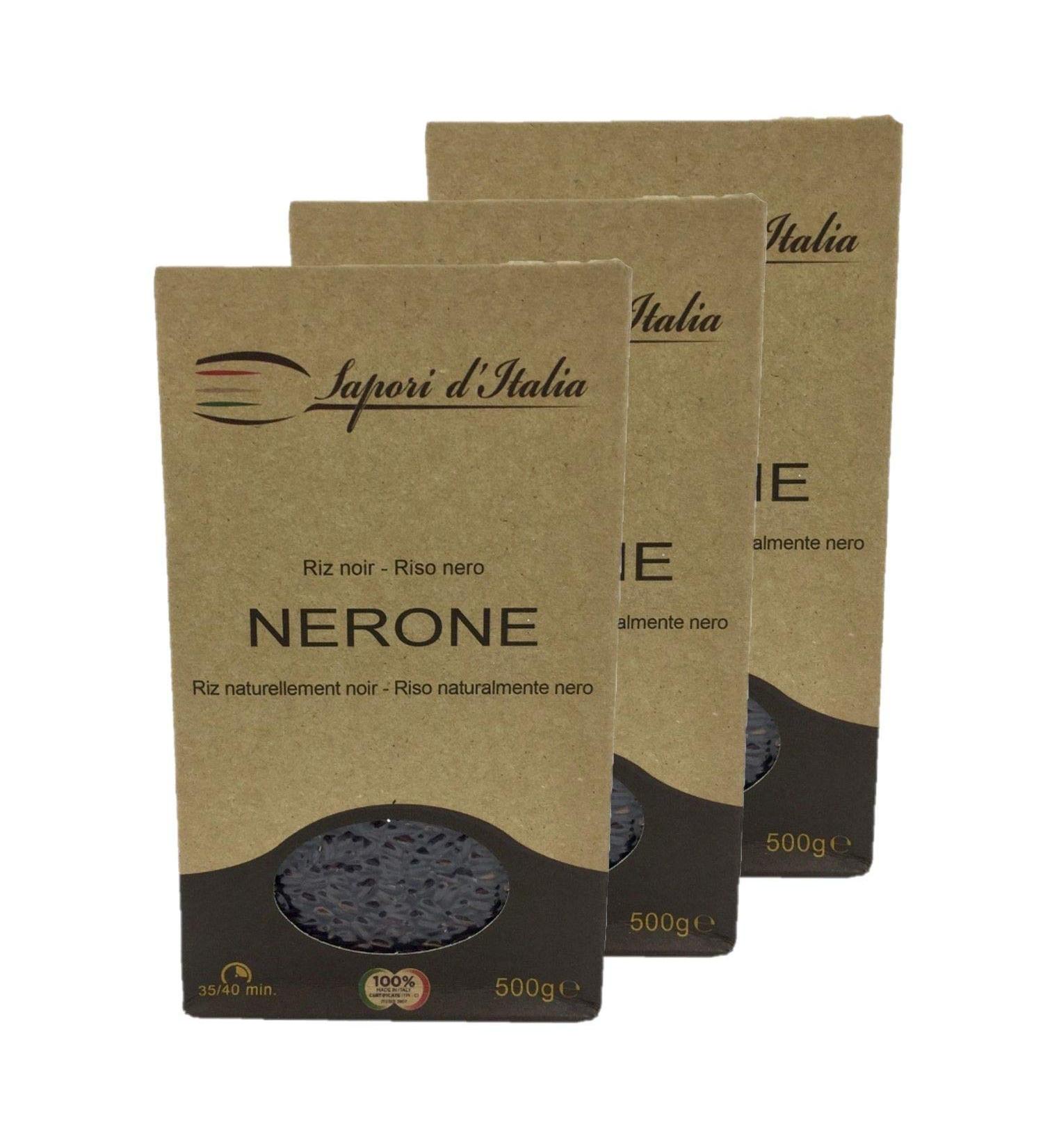 Sapori d'Italia Lot of 3 Nerone Black Rice Italy 500g box
