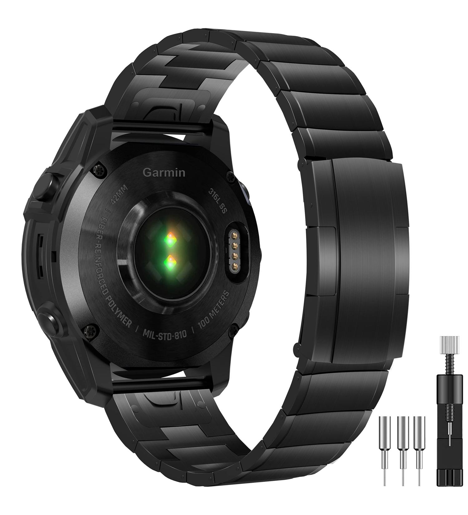 Buy KSKSPE 26mm Stainless Steel Bracelet for Garmin Fenix 6X/5X/3 HR - Classic Upgrade Replacement Band - Buy Online on GoSupps.com