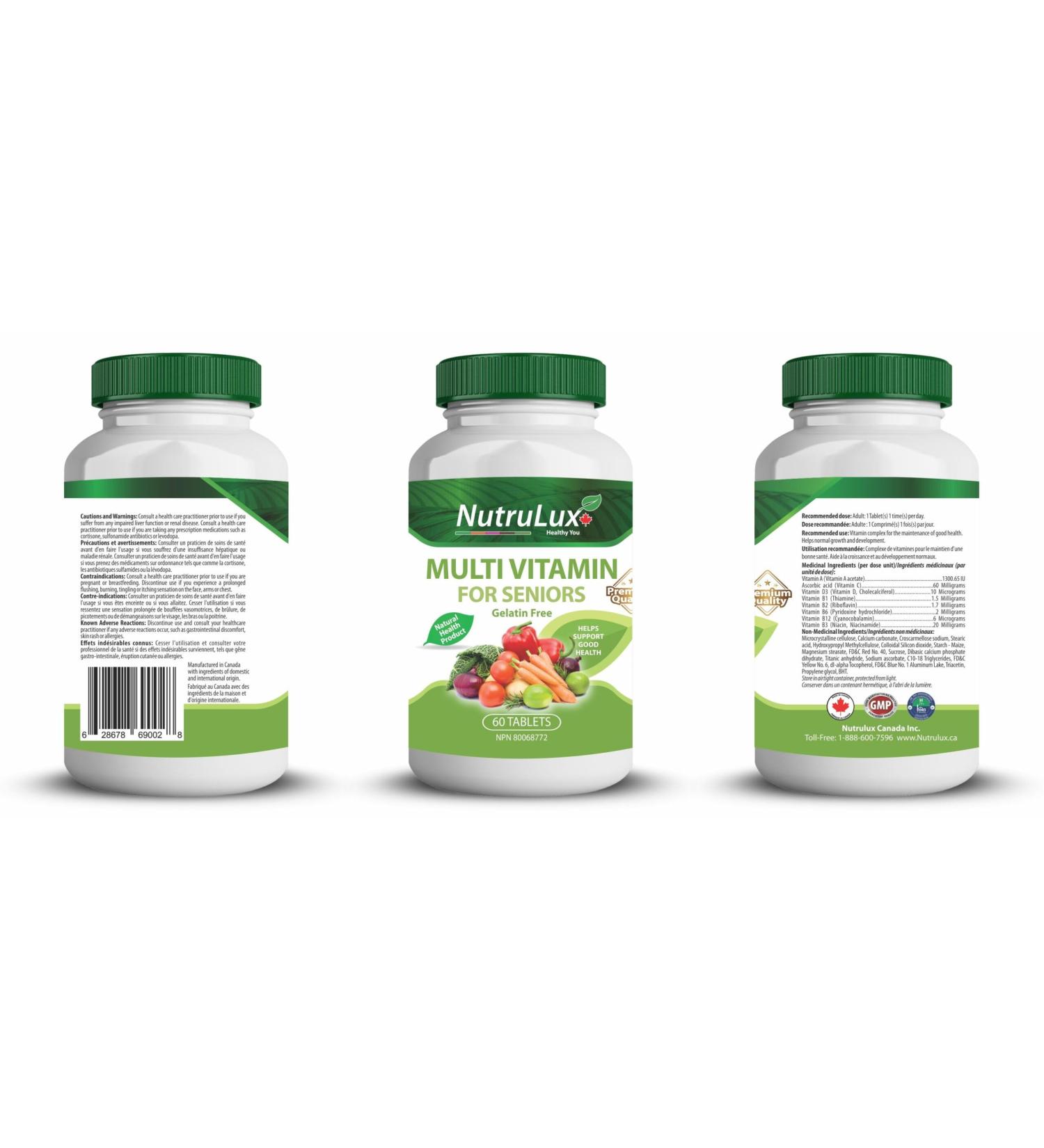 NutruLux Multivitamin For Seniors - Complete Daily Wellness Tablets with 60mg Vitamin C - Halal Vegan Gelatin-Free - Senior Health Support Elderly Immune Boost Essential Nutrients 60 Tablets 1 - Buy Online on GoSupps.com