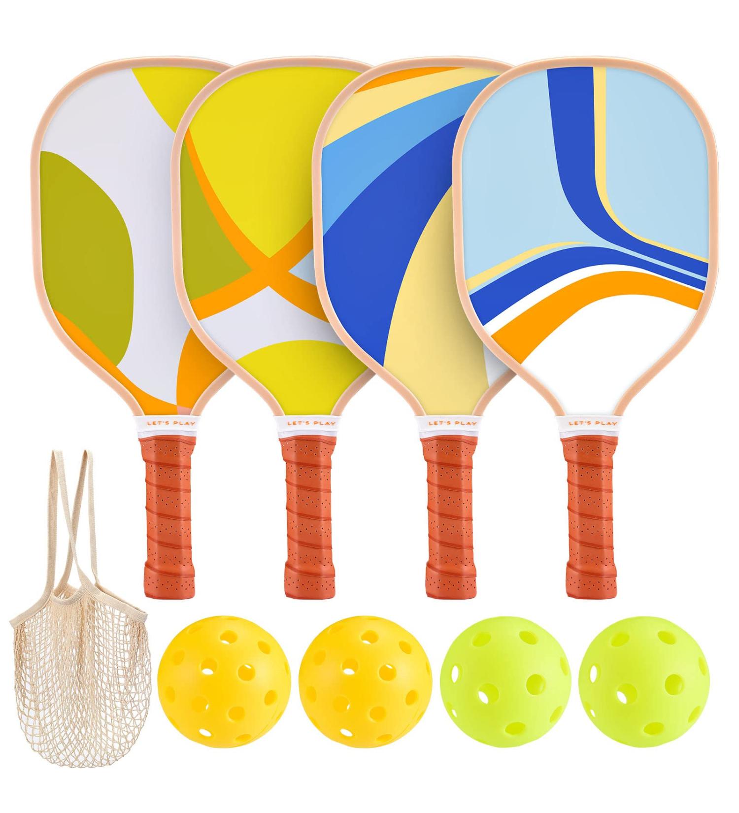Sprypals Pickleball Paddles Set of 4  Premium Wood Pickleball Set of 4 with 4 Balls and 1 Carry Bag Pickleball Rackets with Ergonomic Cushion Grip for Beginner & Intermediate Gifts for Men Women Kids - Buy Online on GoSupps.com