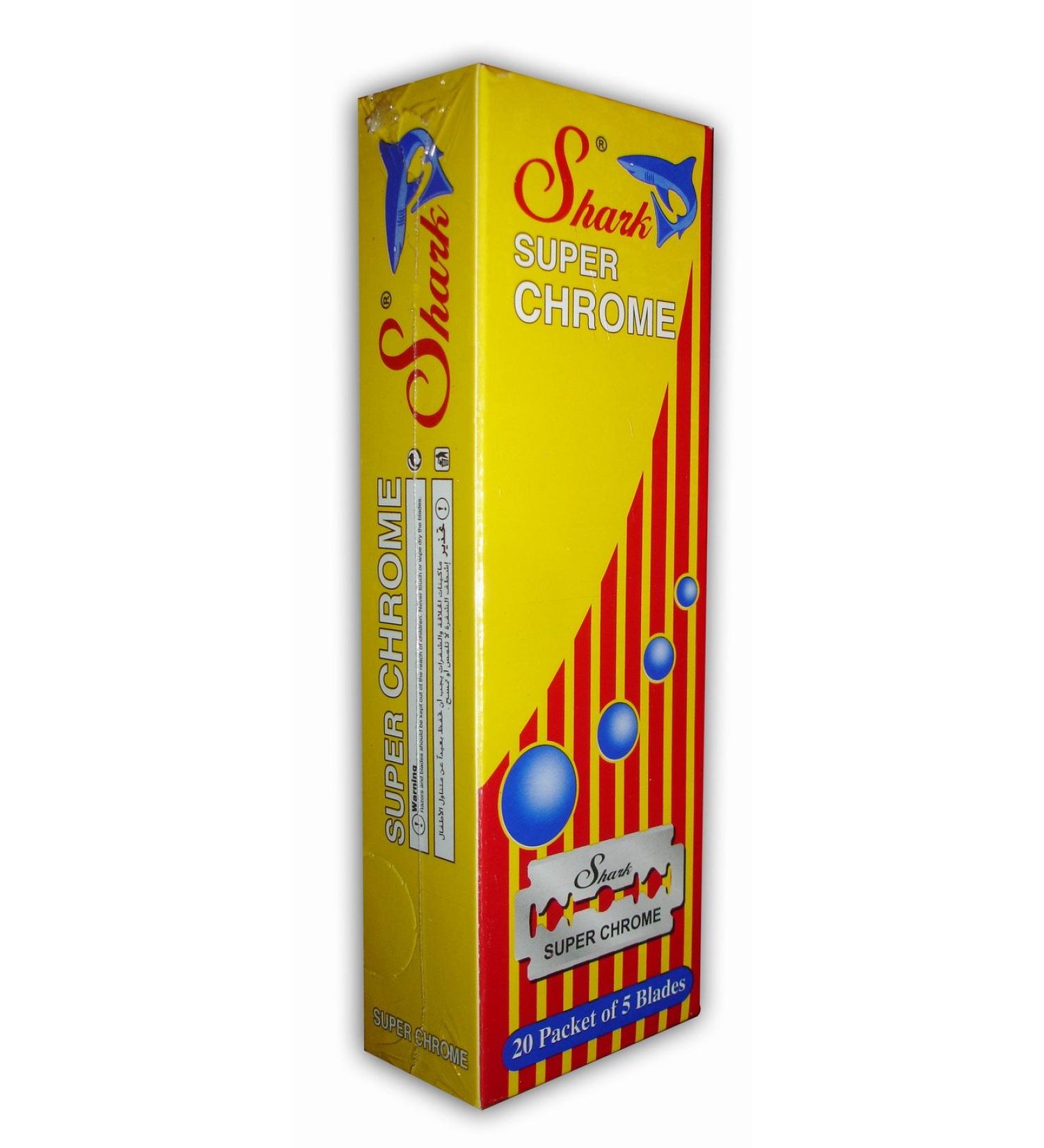 100 SHARK SUPER CHROME DOUBLE EDGE RAZOR BLADES