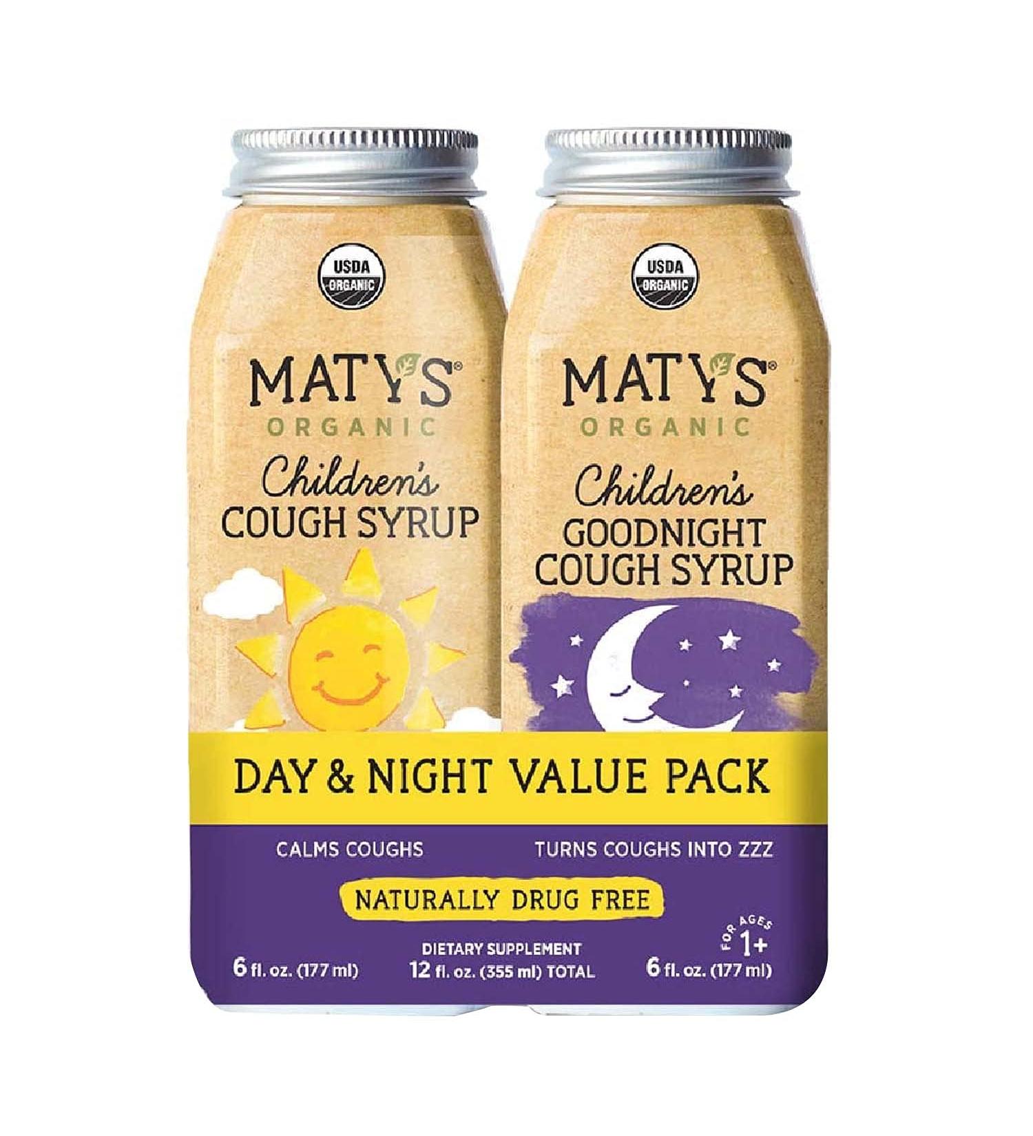 Maty's Organic Children's Cough Syrup Day & Night Value Pack - 2-6 fl oz - Natural Relief with Immune Support - Buy Online on GoSupps.com