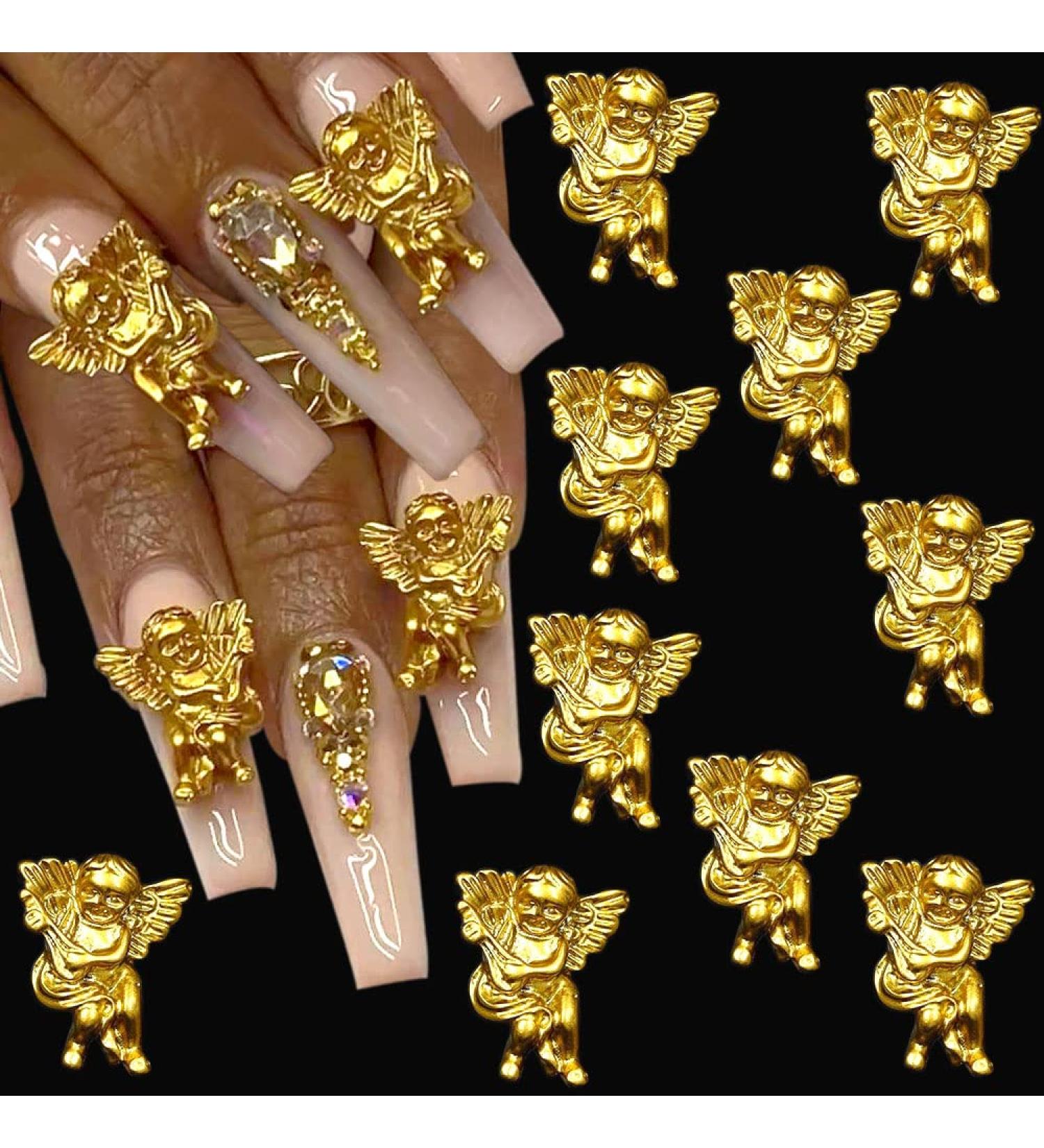 10pcs Baroque Angel Baby Nail Charms - 3D Embossed Cupid Charms for DIY Manicure - Gold Nail Accessories - Buy Online on GoSupps.com